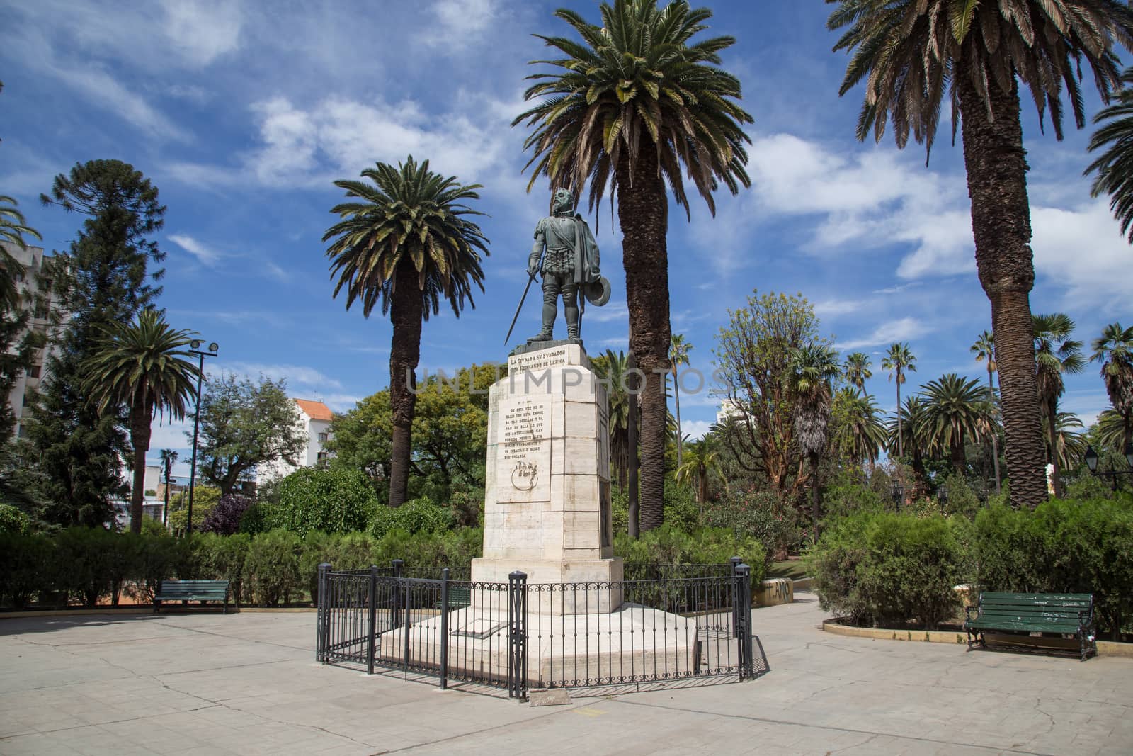 Salta, Argentina - November 12, 2015: Photograph of the statue representing the founder of town Hernando de Lerma.