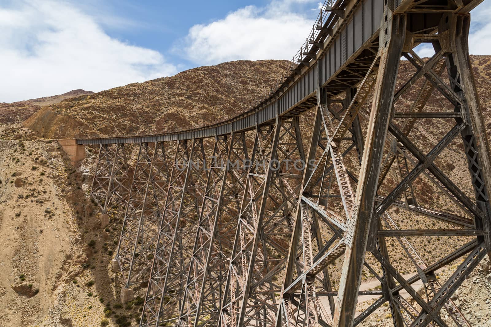 Photograph of the Polvorilla viaduct in the Northwest of Argentina.