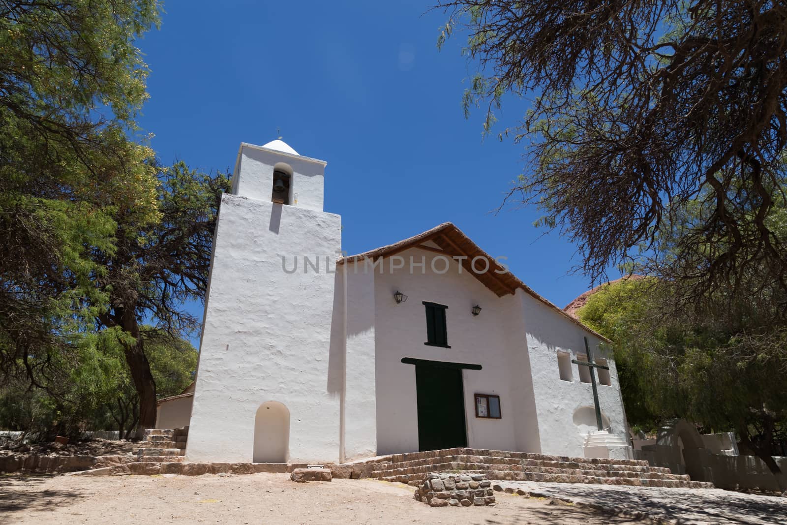 Purmamarca, Argentina - November 8, 2015: Small church at the main plaza of the village.