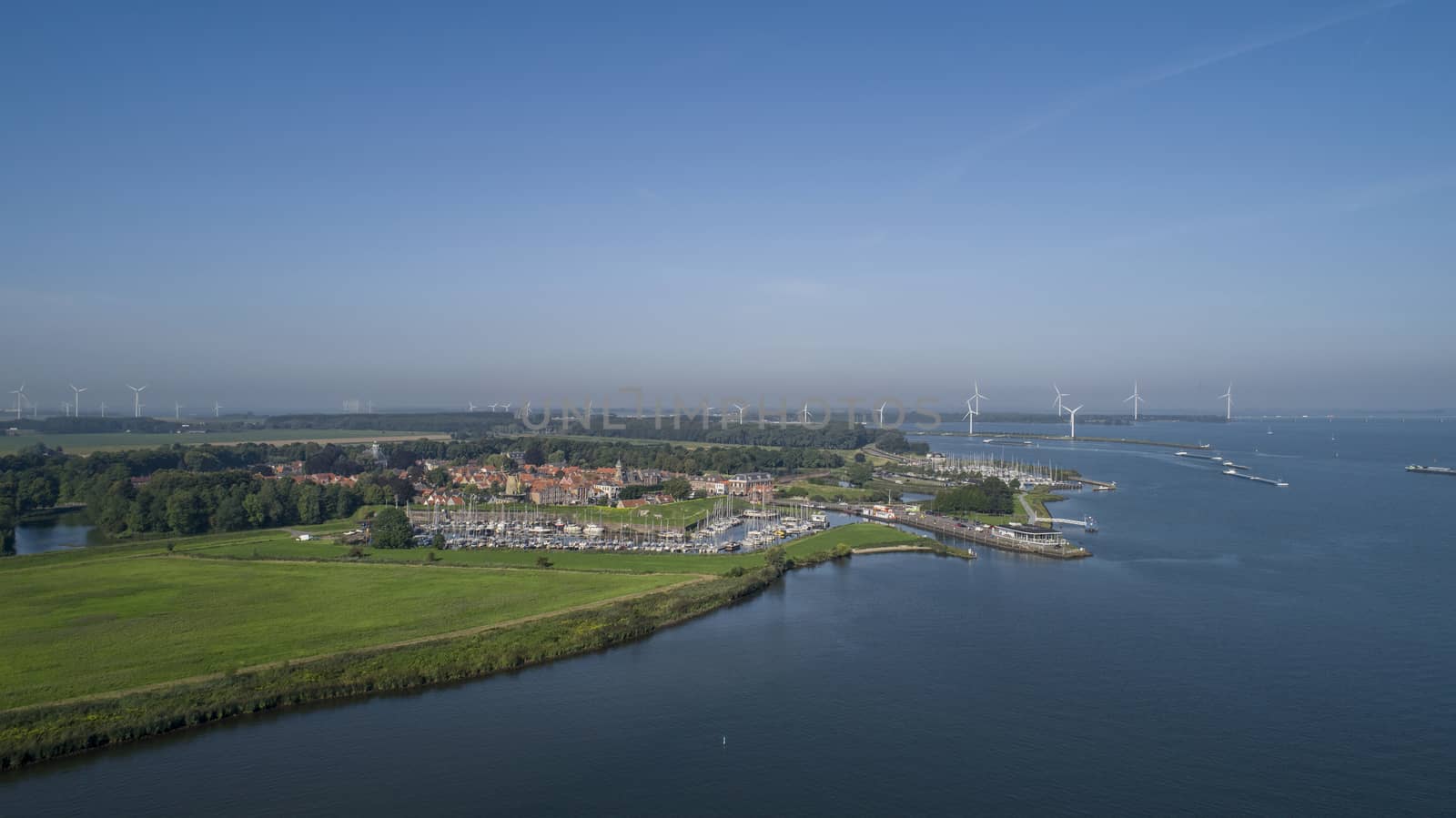 Aerial view of the fortified city of Willemstad, Moerdijk in Netherlands by Tjeerdkruse