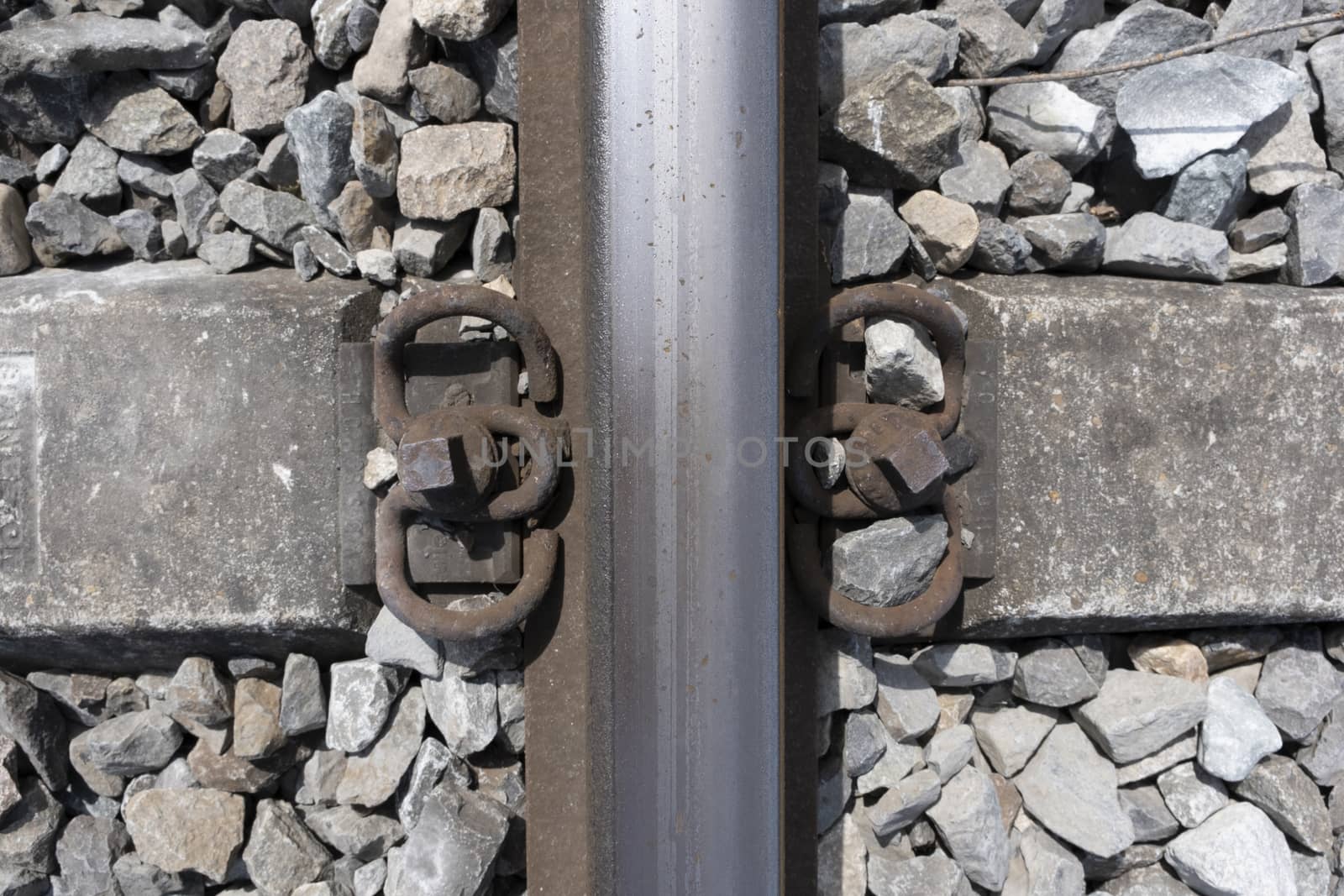 close up of railway track industrial background in the netherlands