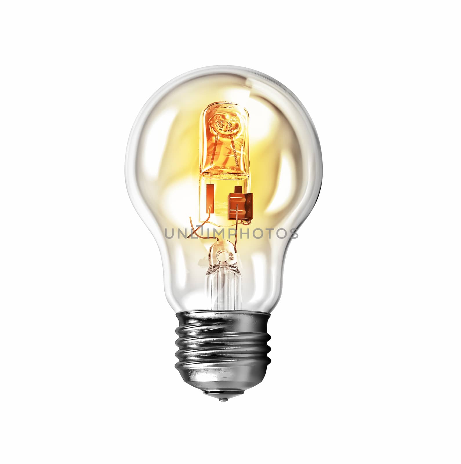 Modern glowing lamp bulb on a white background, concept of creativity
