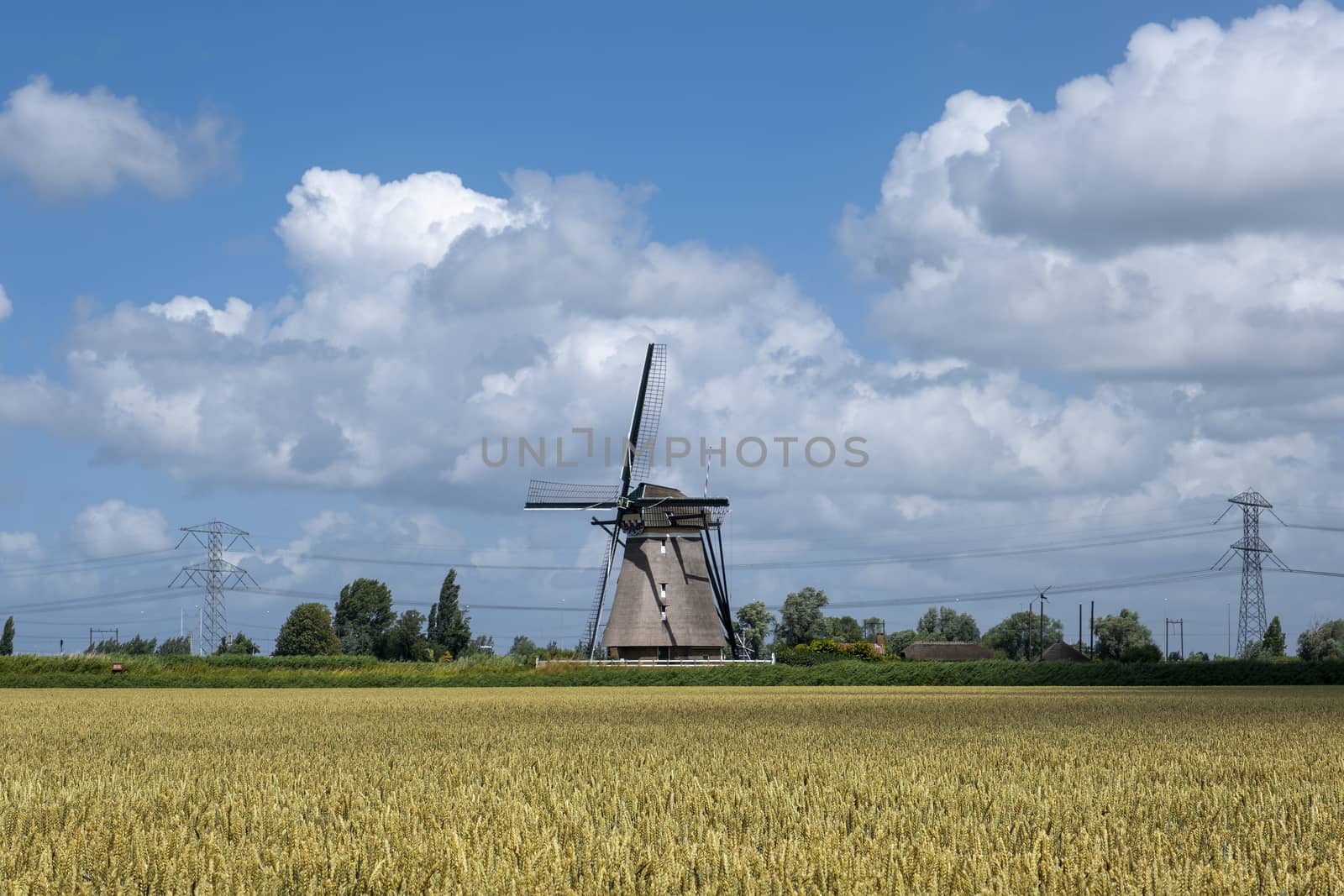 Traditional setting of the historical dutch windmill landscape by Tjeerdkruse