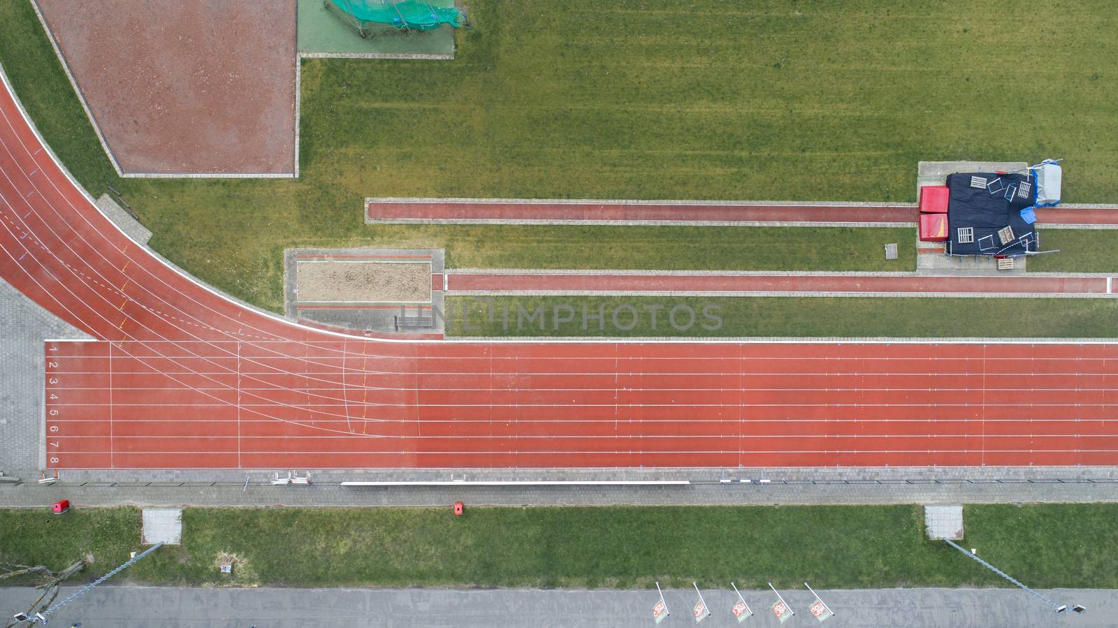 Running track for athletic competition. Race for training sport by Tjeerdkruse