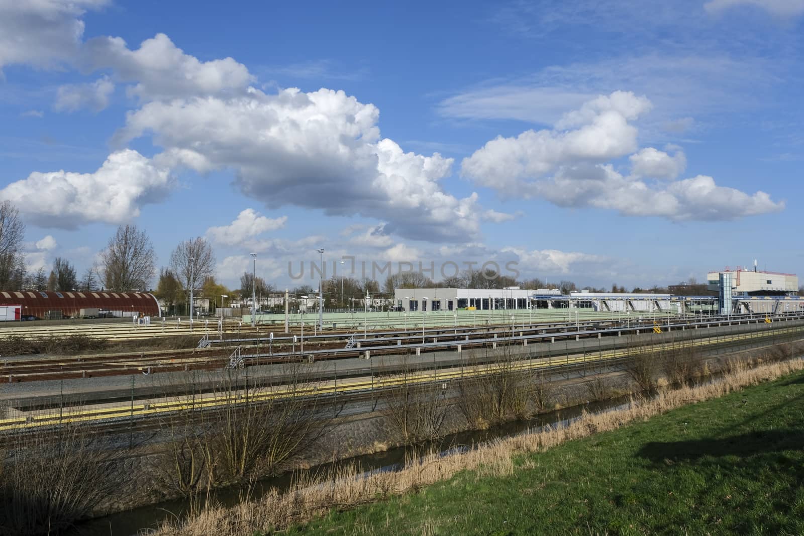 Metro depot, subway cars go on rails by Tjeerdkruse