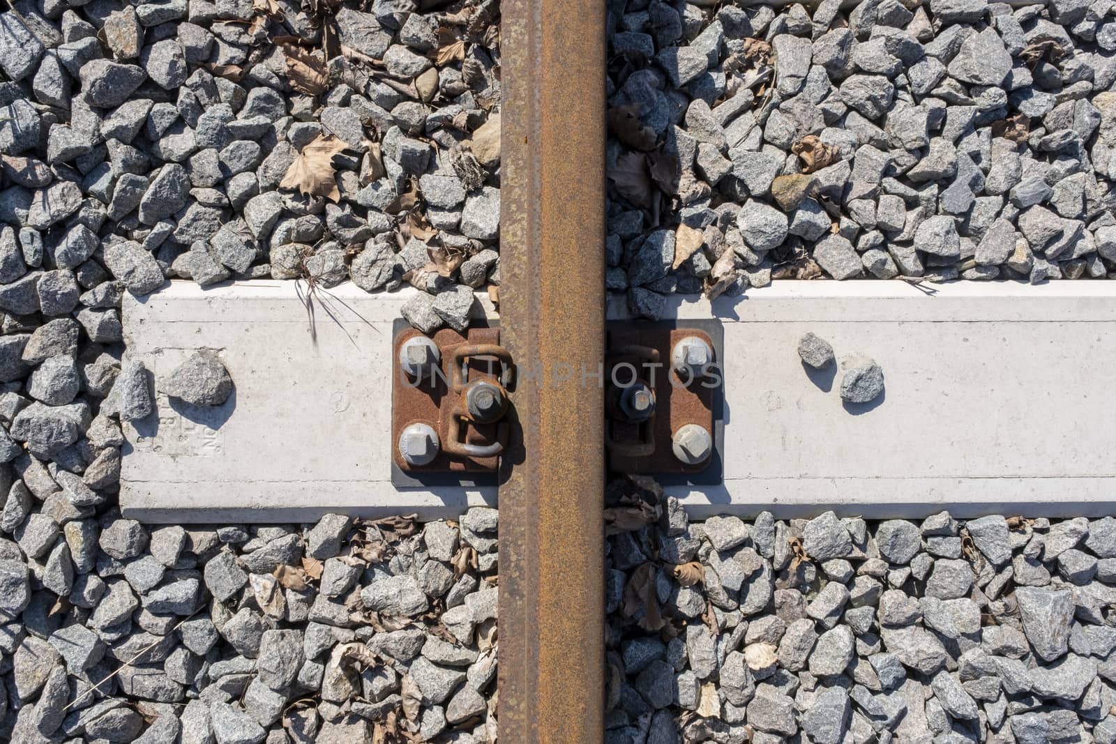 Train Tracks Detail from Above. Close up by Tjeerdkruse