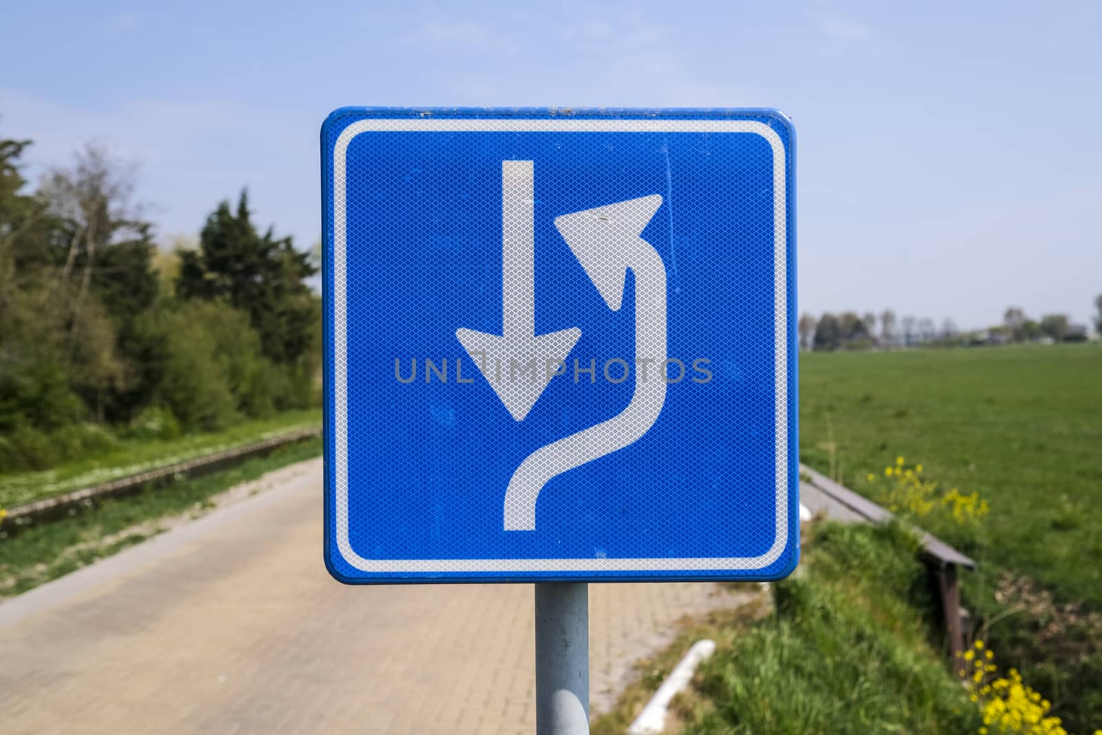 Sign traffic concept, place to pass oncoming traffic by Tjeerdkruse