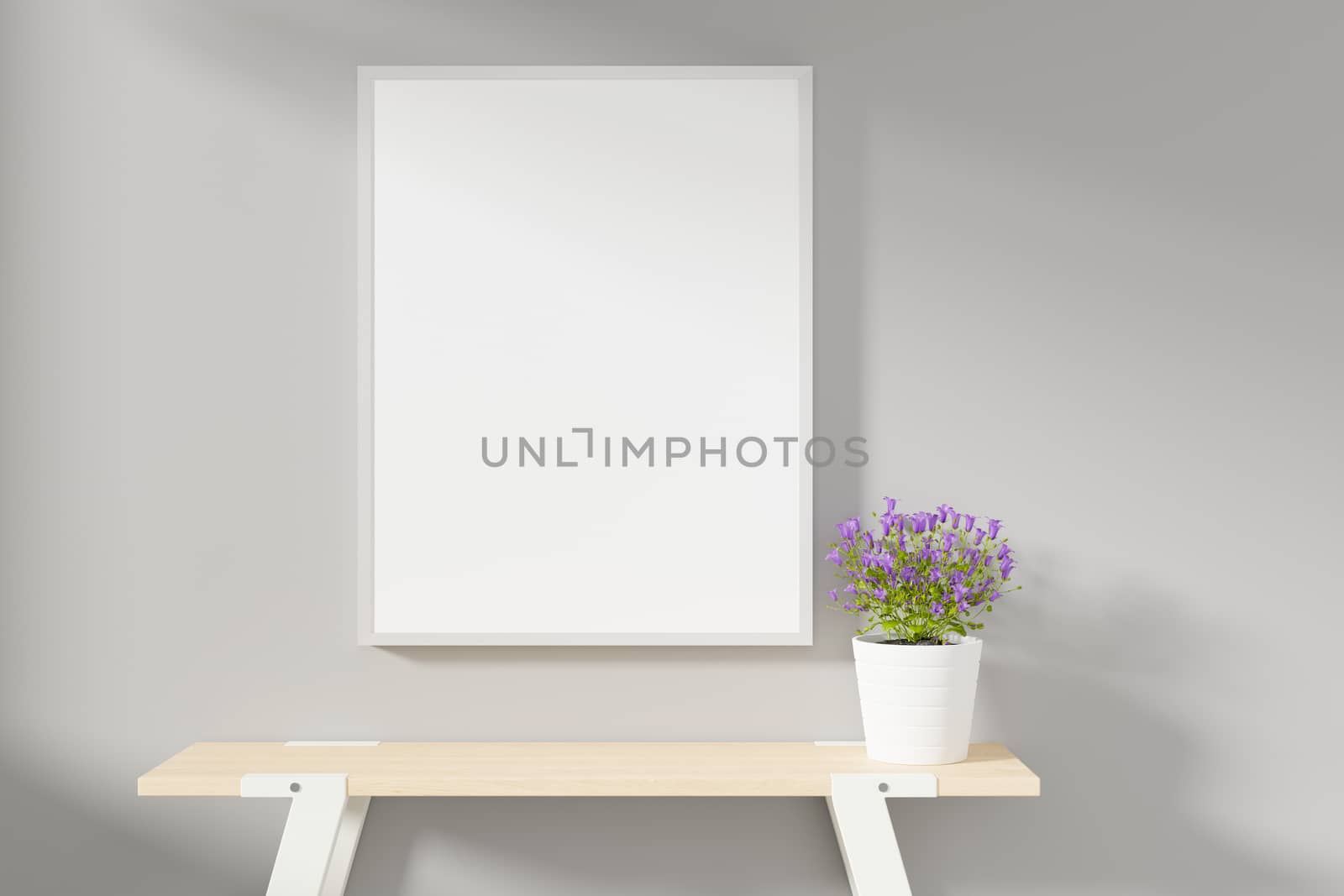 Photo or poster frame mockup suitable for 8.5 x 11 format. 3D rendering.