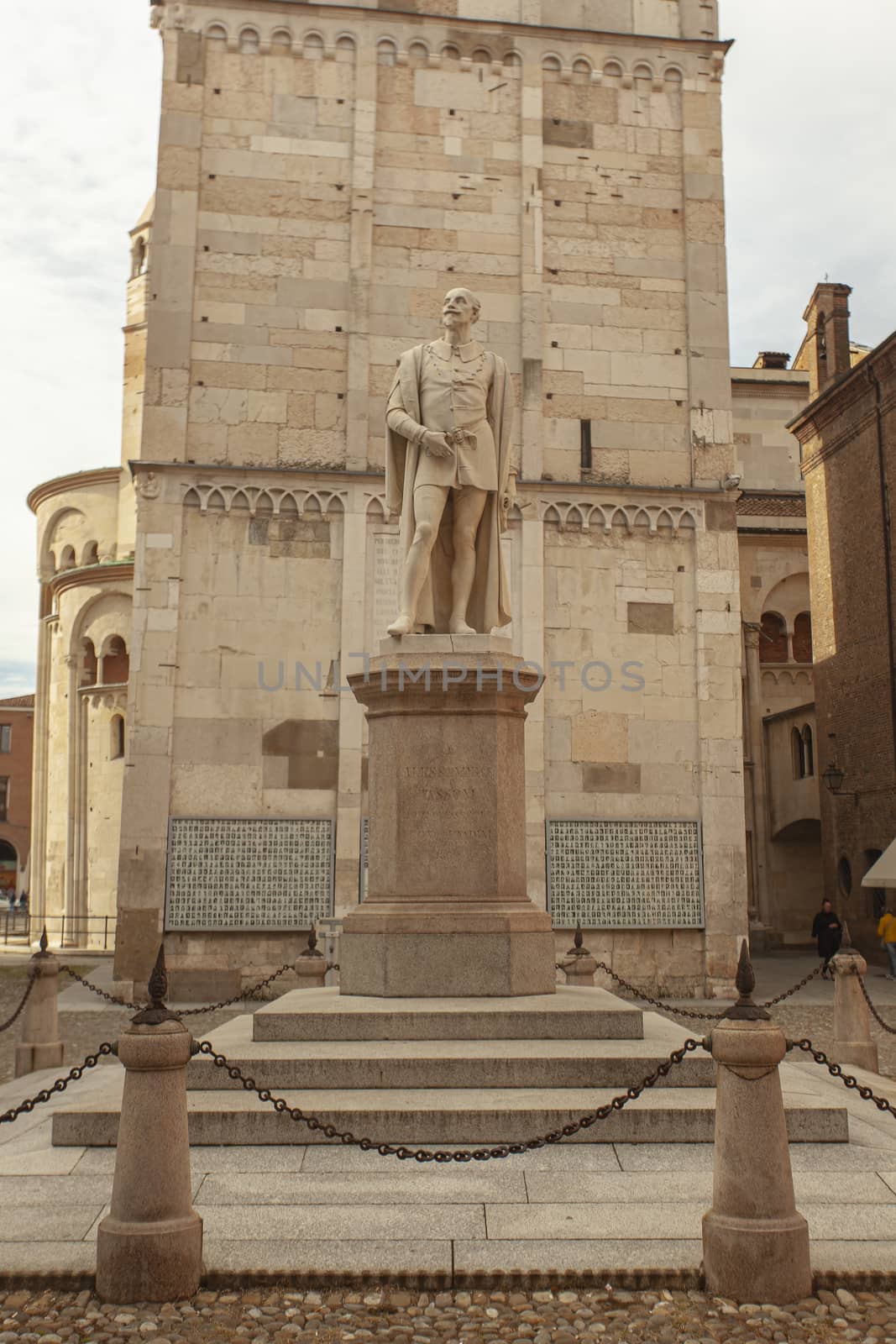 MODENA, ITALY 1 OCTOBER 2020: Alessandro Tassoni statue in Modena, Italy