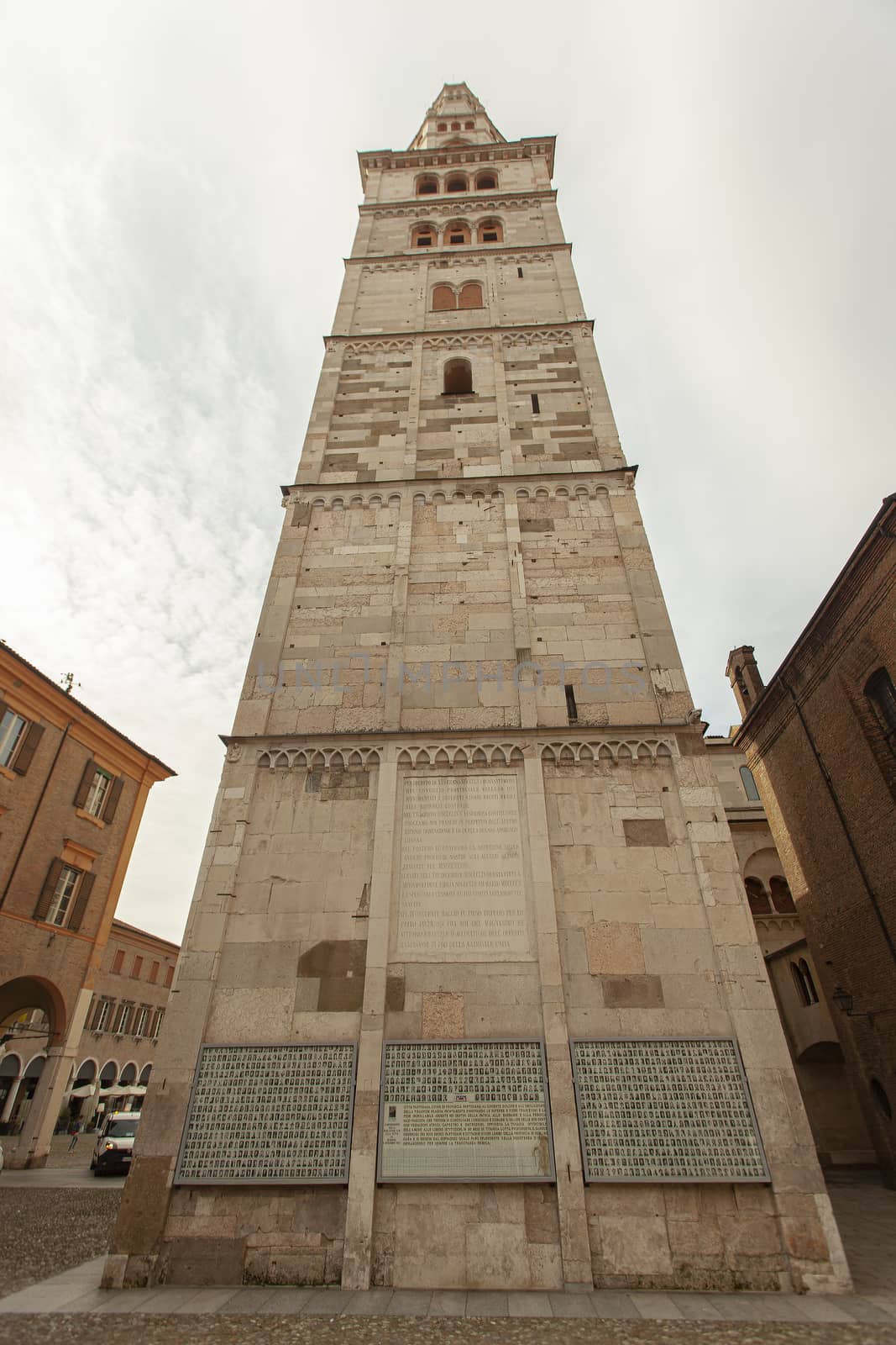 MODENA, ITALY 1 OCTOBER 2020: Ghirlandina tower detail in Modena