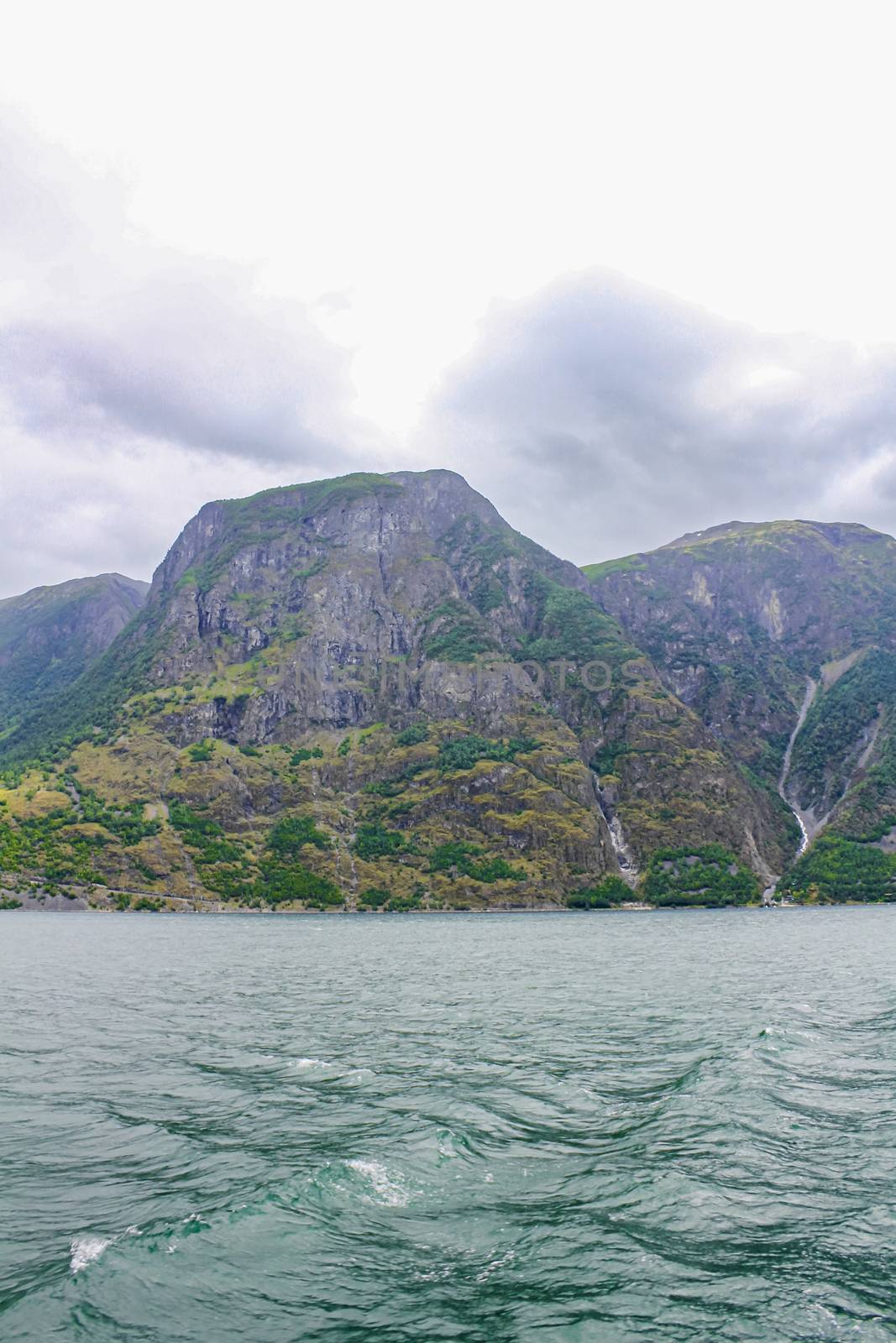 Norwegian beautiful mountain and fjord landscape, Aurlandsfjord Sognefjord in Norway. by Arkadij