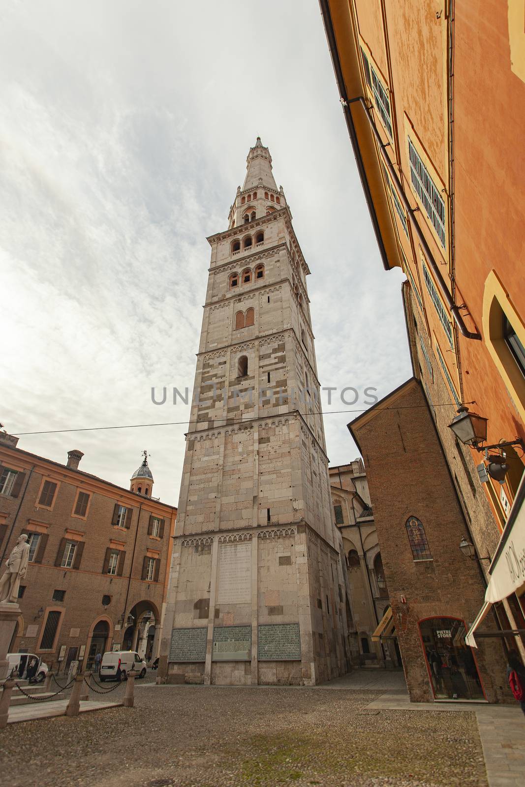 MODENA, ITALY 1 OCTOBER 2020: Ghirlandina tower detail in Modena