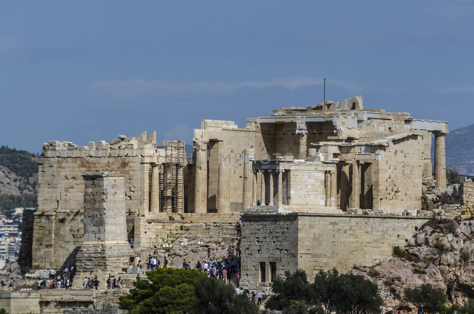 Entrance steps to the acropolis and first buildings of the same