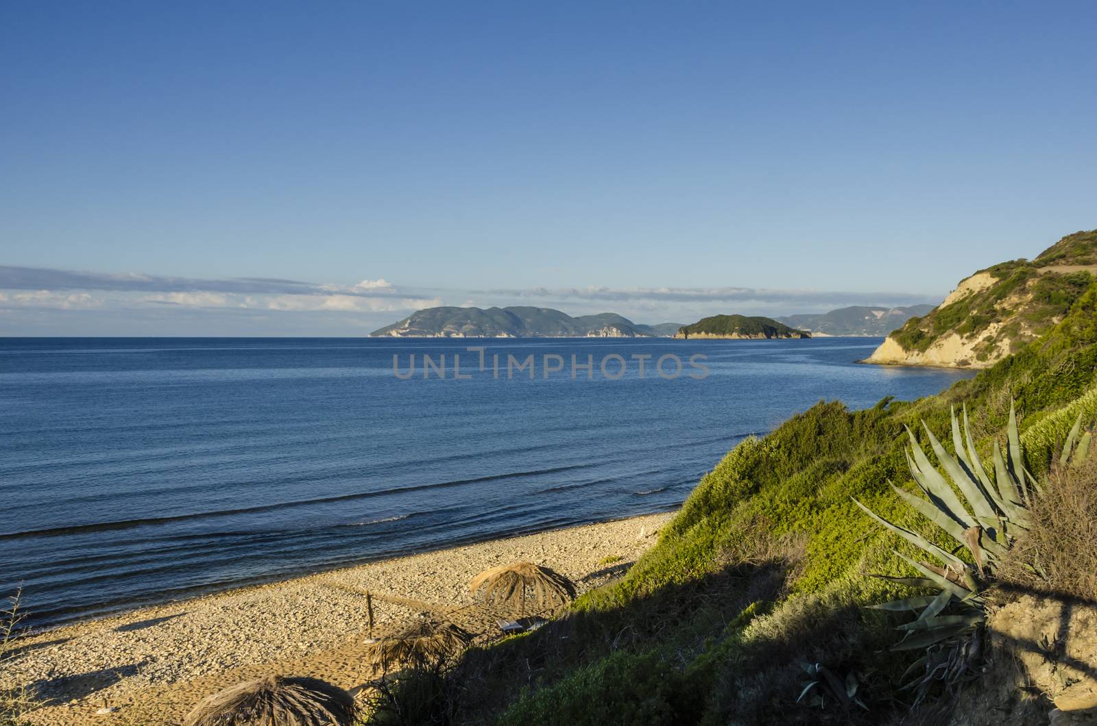 View of the beach of Gerakas the Ionian Sea and nearby islets