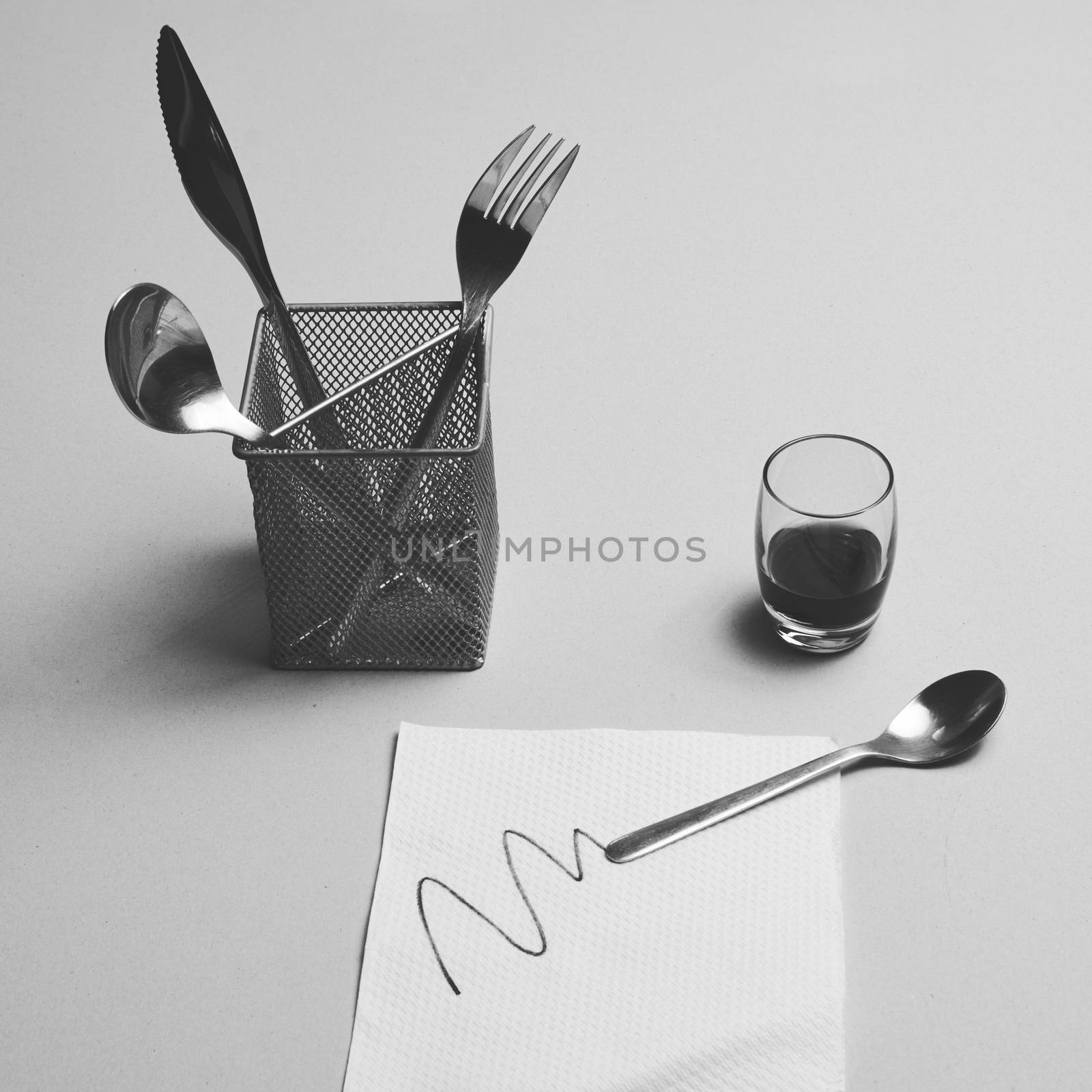 Set of kitchen cutlery imitating office supplies by raul_ruiz