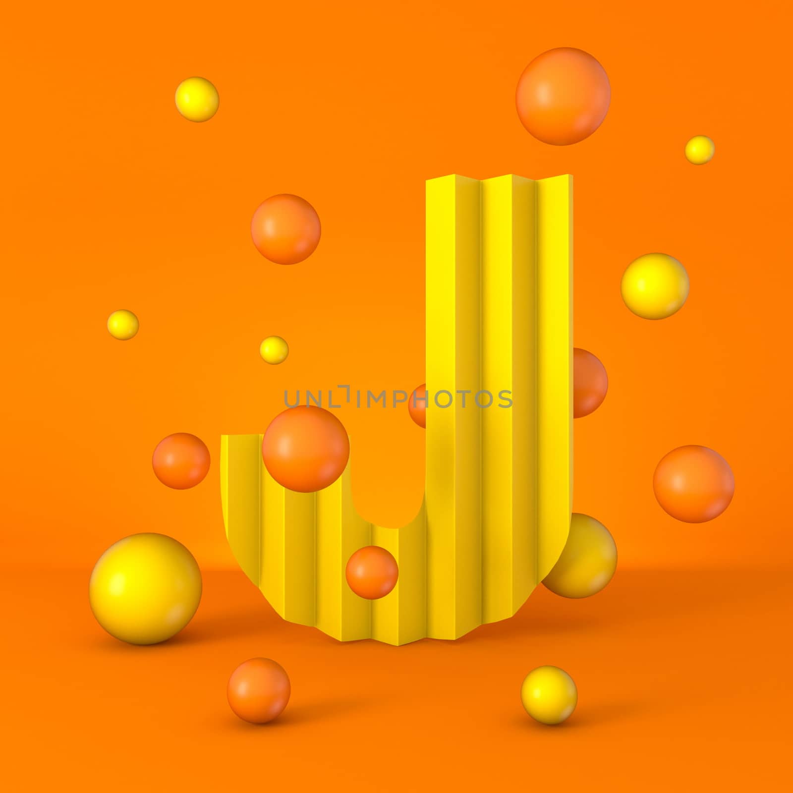 Warm minimal yellow sparkling font Letter J 3D by djmilic