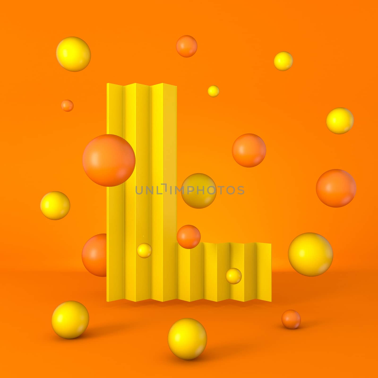 Warm minimal yellow sparkling font Letter L 3D by djmilic