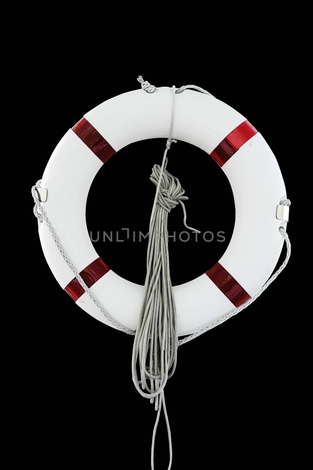 Life buoy in black background with clipping path