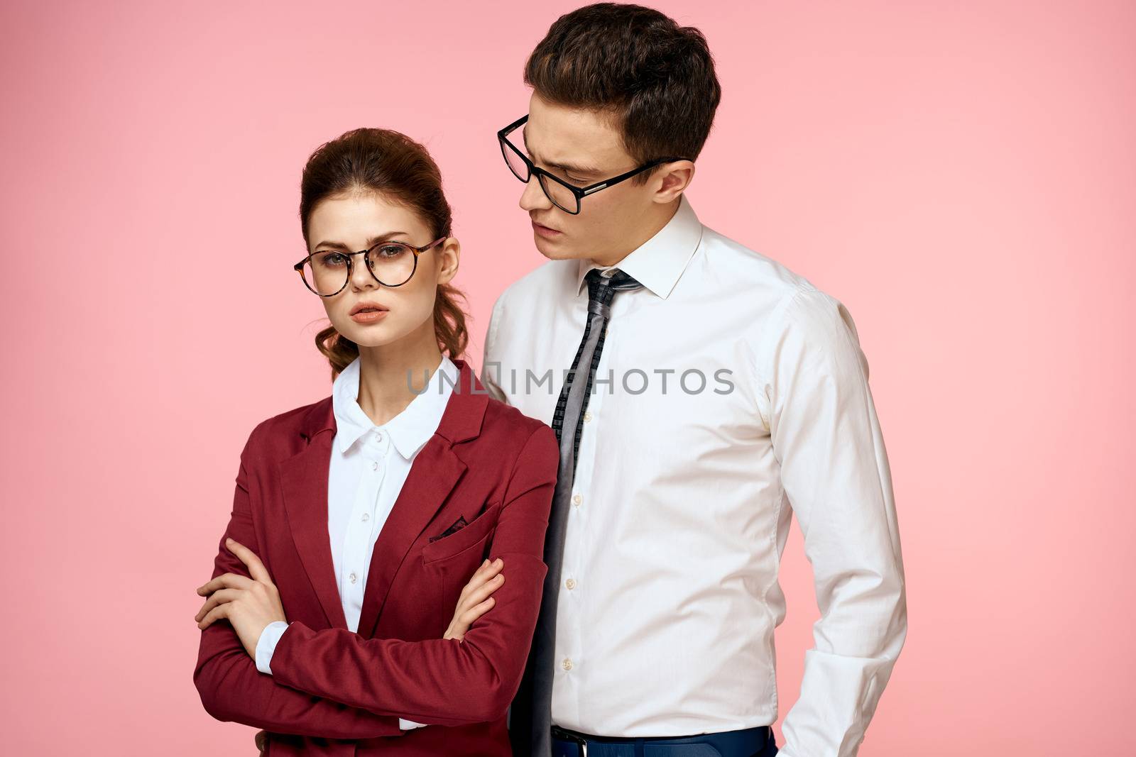 work colleagues business man and woman office management team officials by SHOTPRIME
