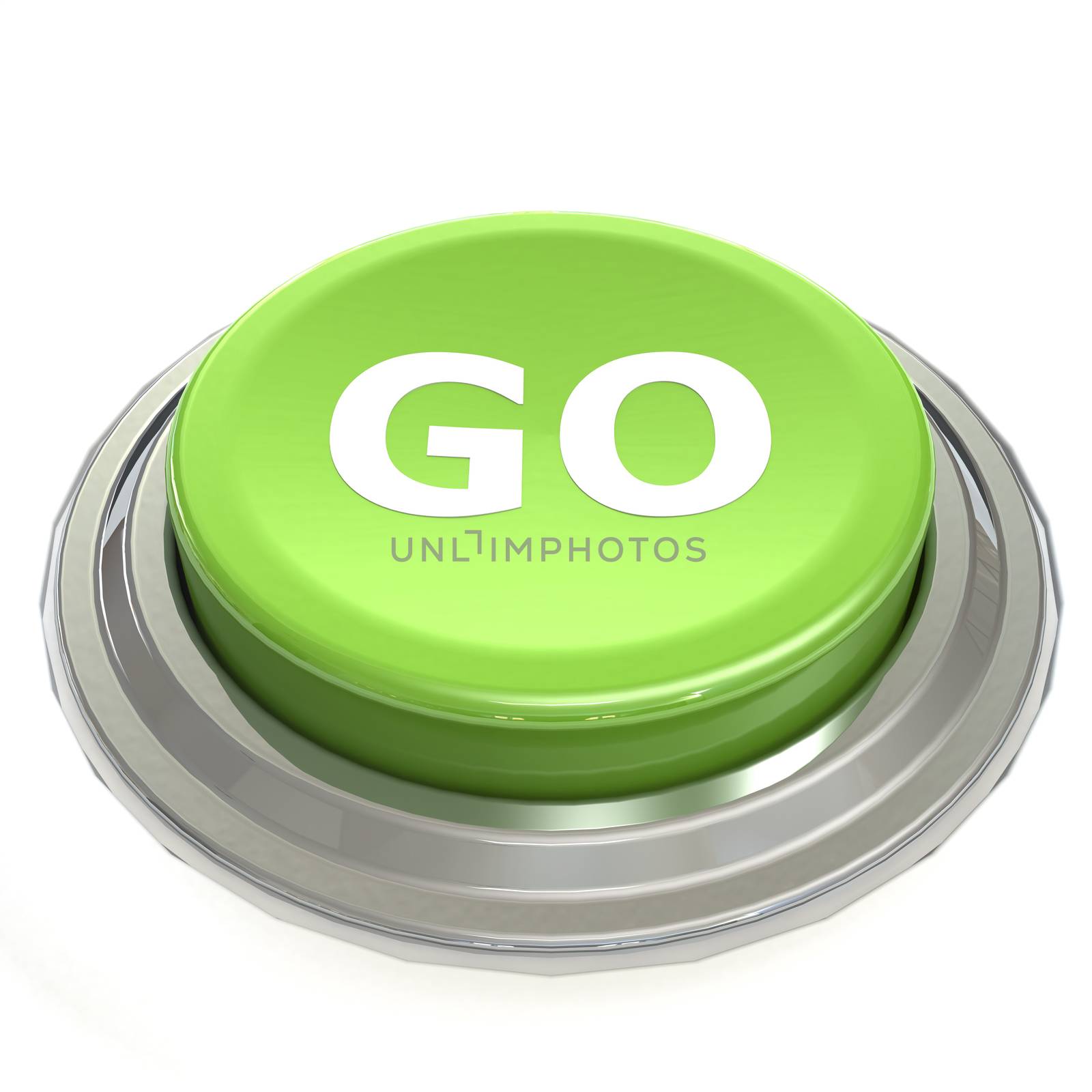 Green go button with metal ring by tang90246