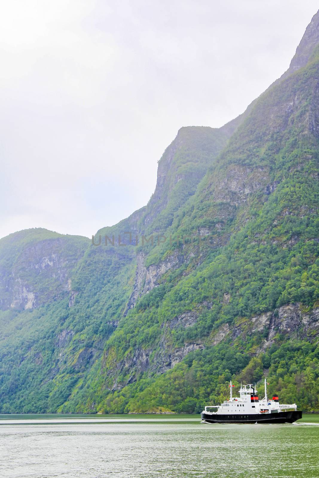 Skagastøl ferry in Aurlandsfjord Sognefjord Norway.