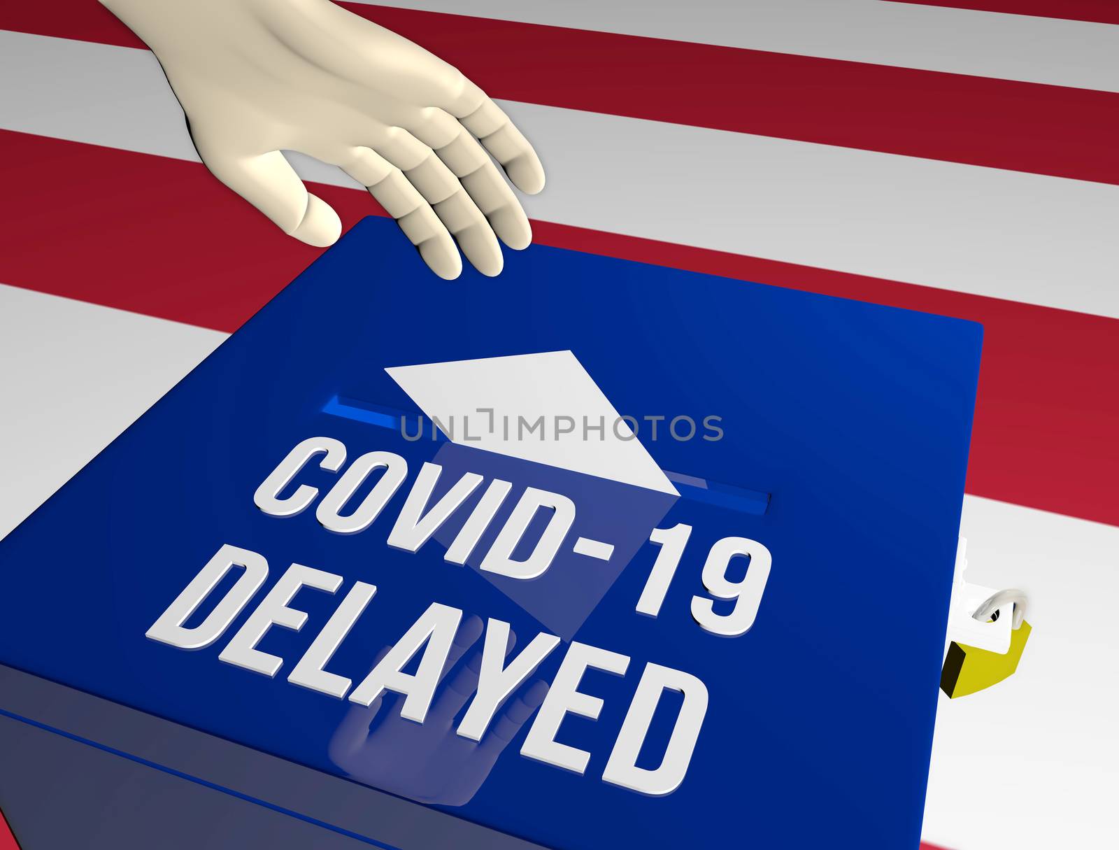 3d render illustration of USA Presidential elections delay due to coronavirus concept