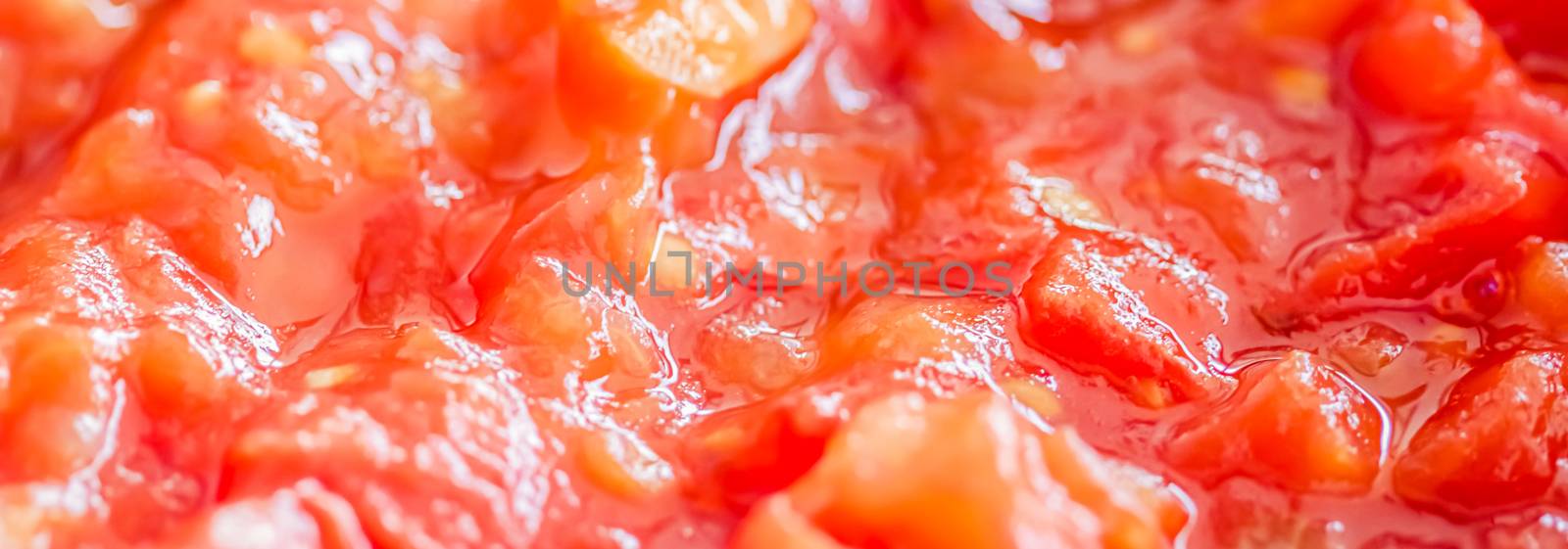 Cooking tomato sauce, closeup steamed vegetables for cook book or food blog background by Anneleven