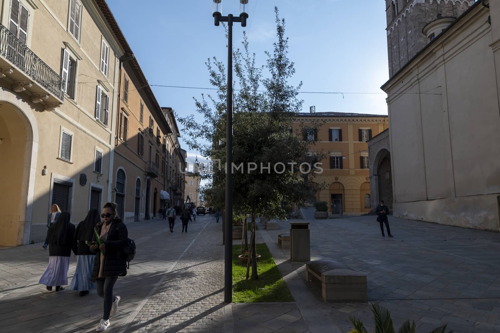 rieti,italy october 02 2020:piazza Mariano Ridolfi in the center of Rieti where there is the Duomo