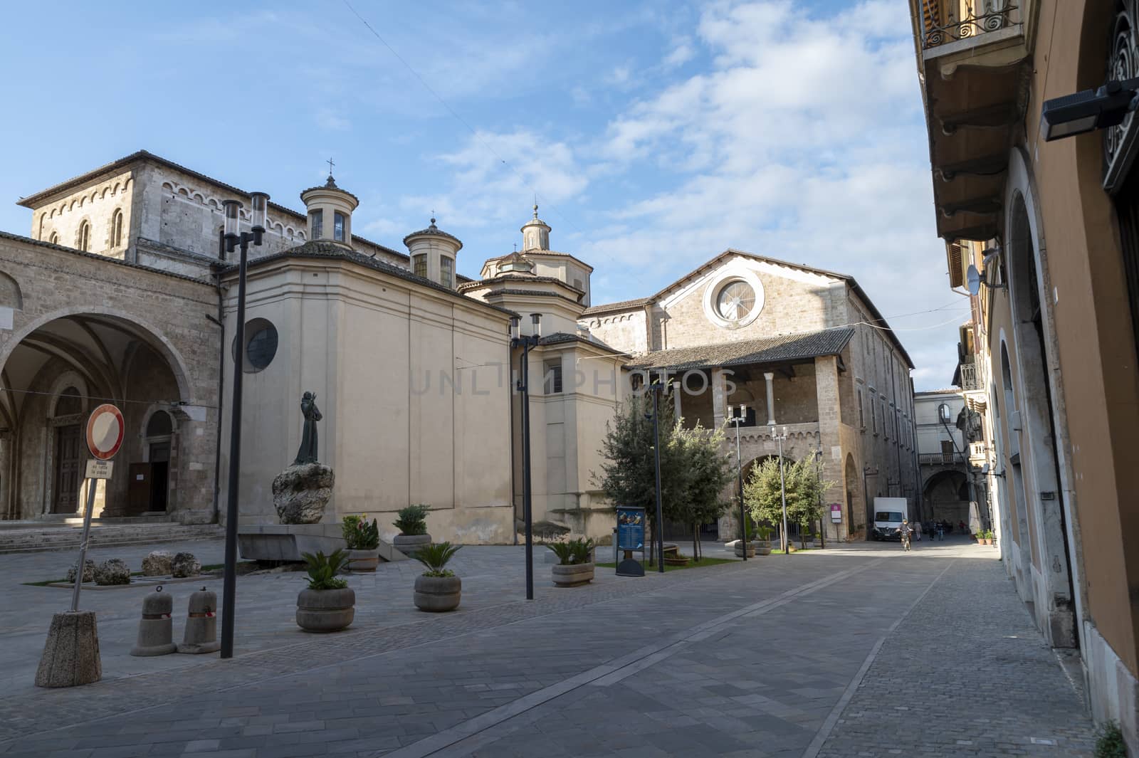 rieti,italy october 02 2020:piazza Mariano Ridolfi in the center of Rieti where there is the Duomo