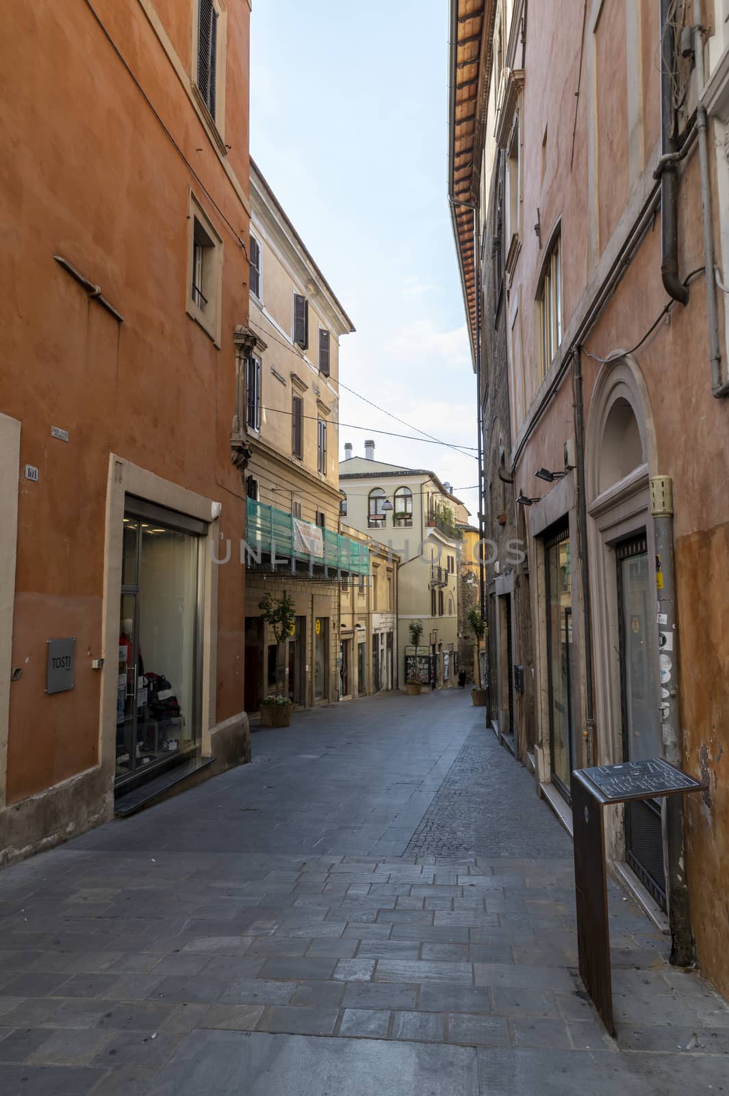 rieti,italy october 02 2020:architecture of alleys, squares and buildings of the city of Rieti