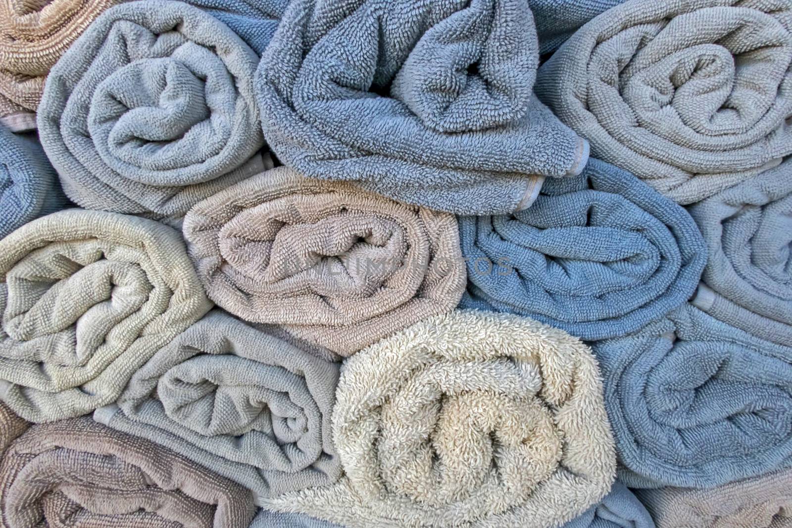 Close up roll beach towels