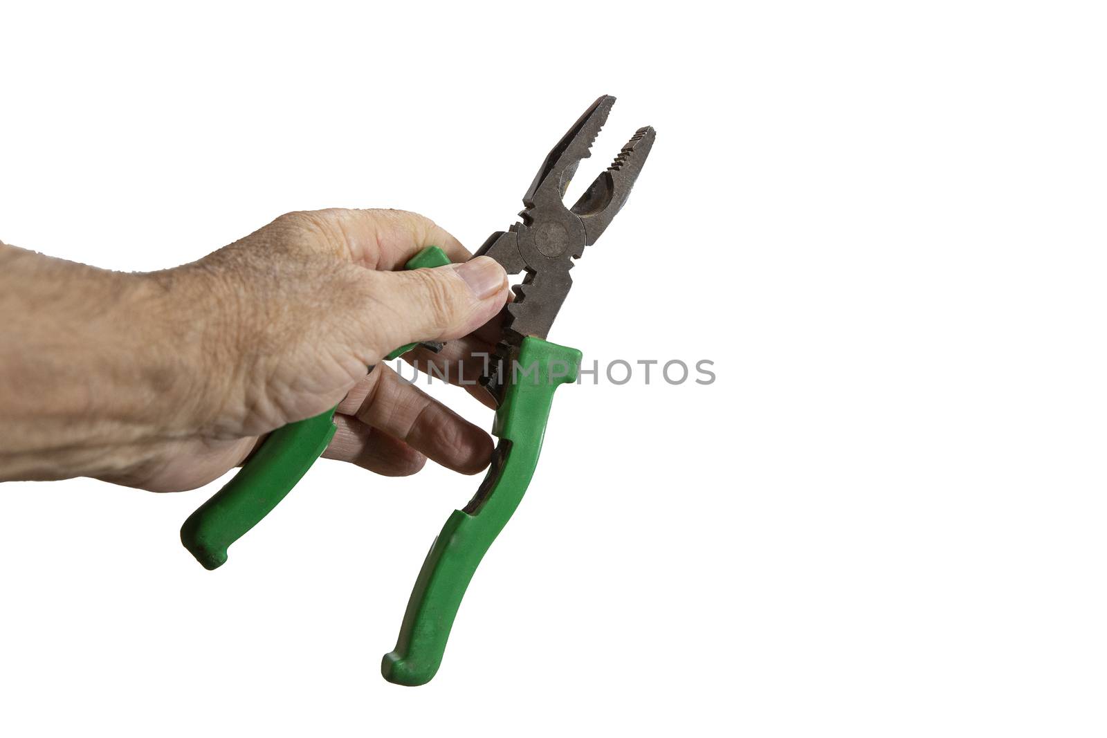 Combination pliers for electrical work isolated against a white background