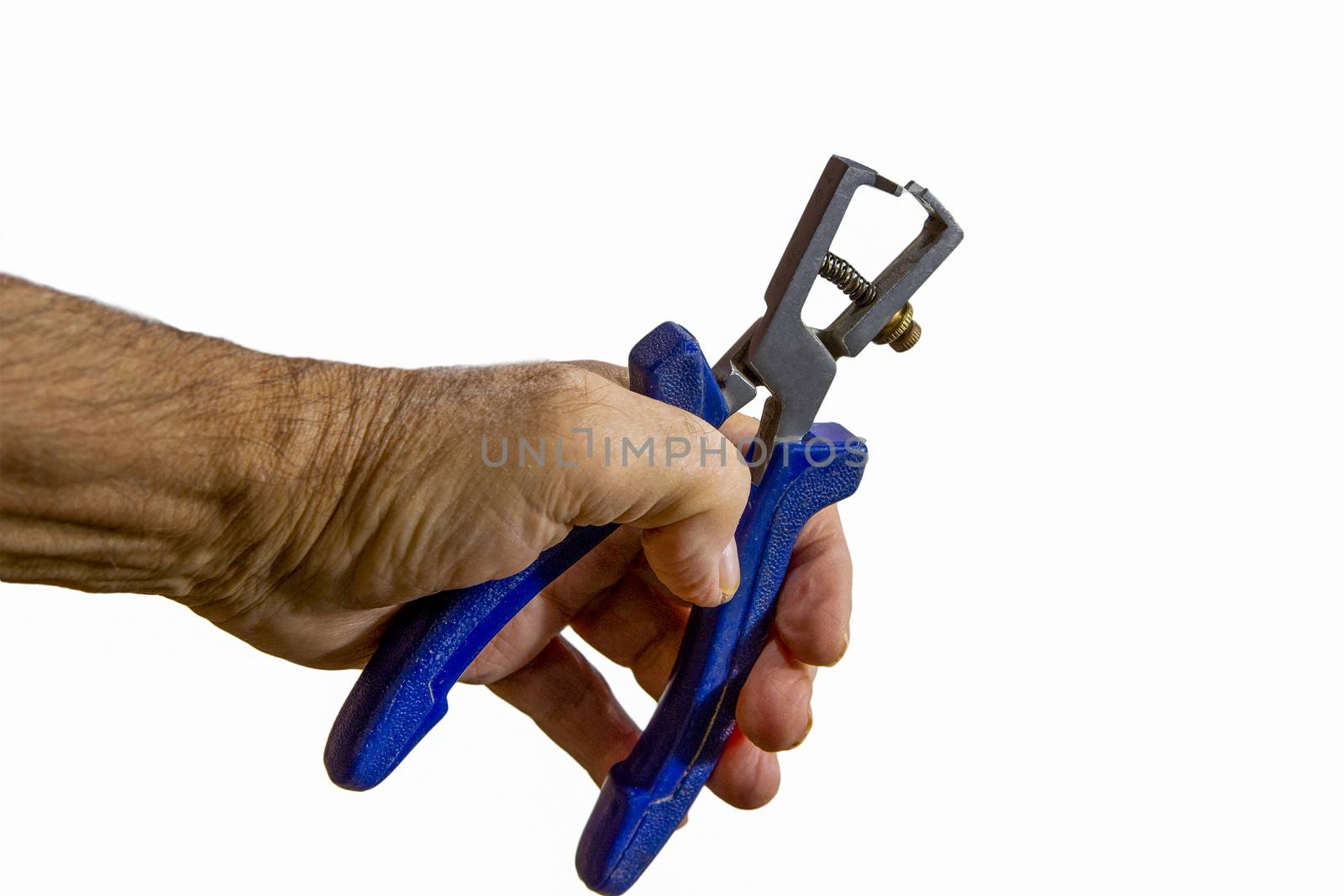 Combination pliers for electrical work isolated against a white background