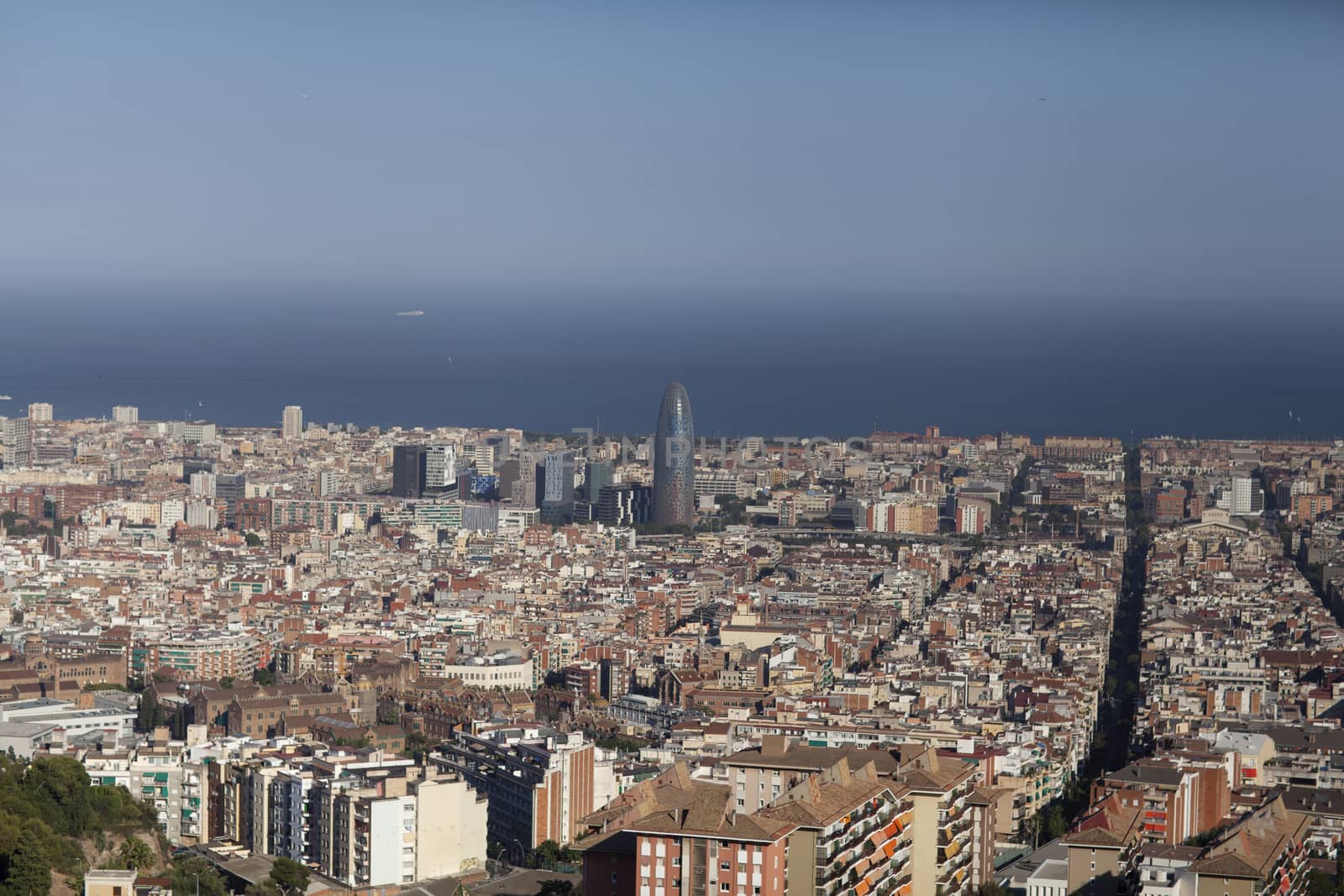 Panoramic view of Barcelona and Besos, Spain