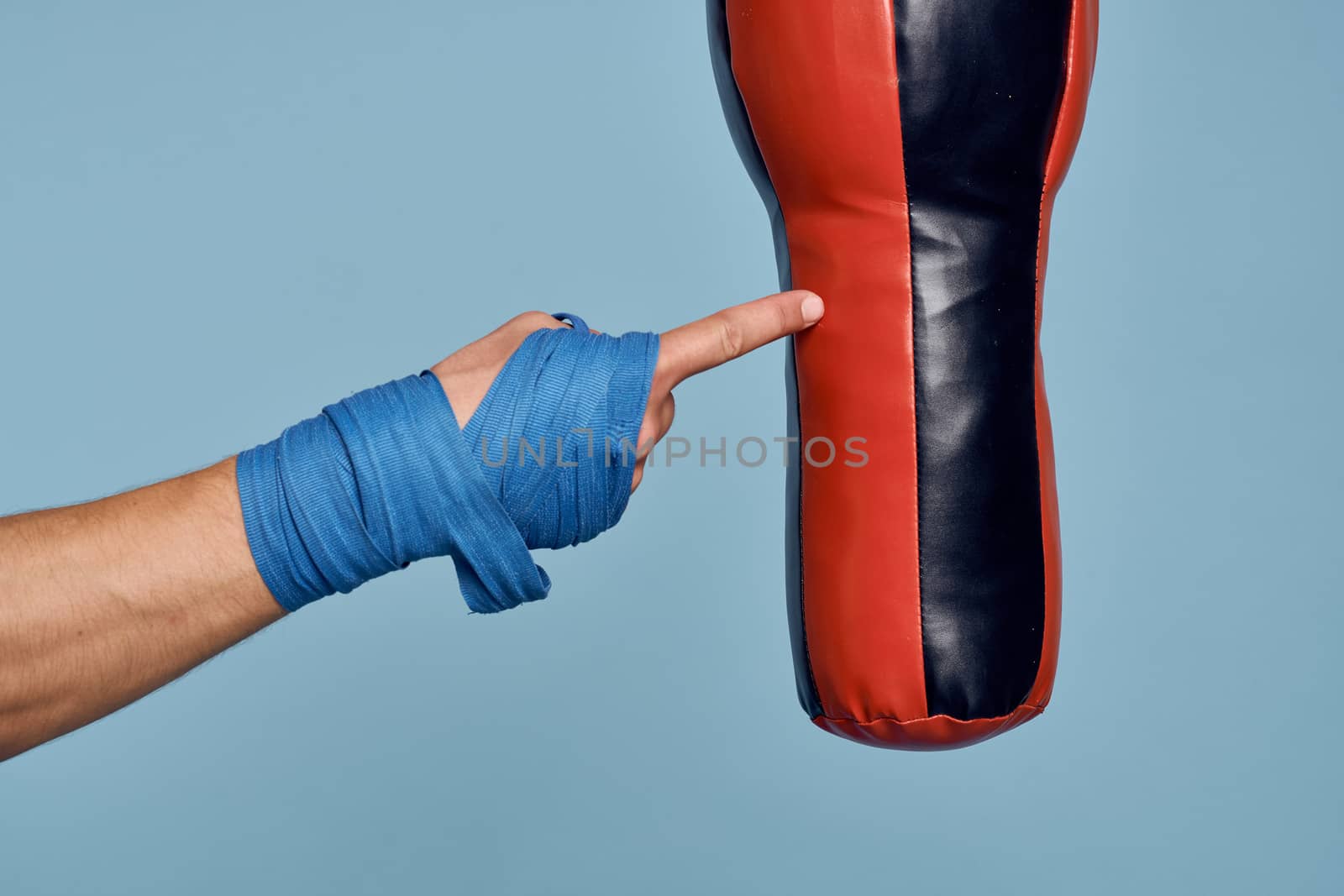 Punching bag punch training boxing exercise bandages. High quality photo