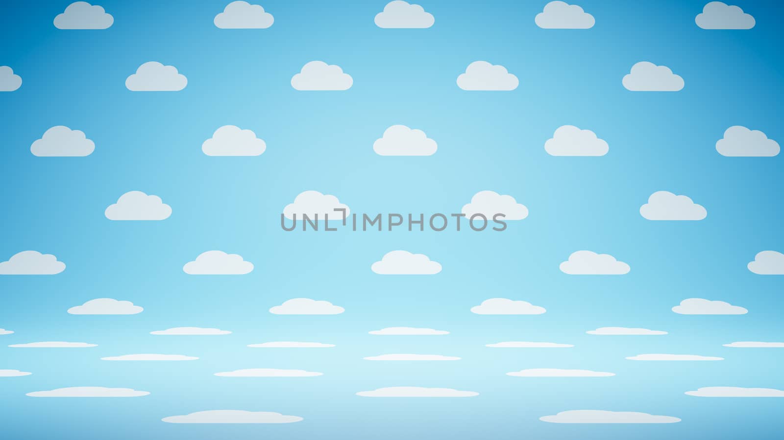 Empty Blank Blue and White Cloud Shape Pattern Studio Background 3D Render Illustration