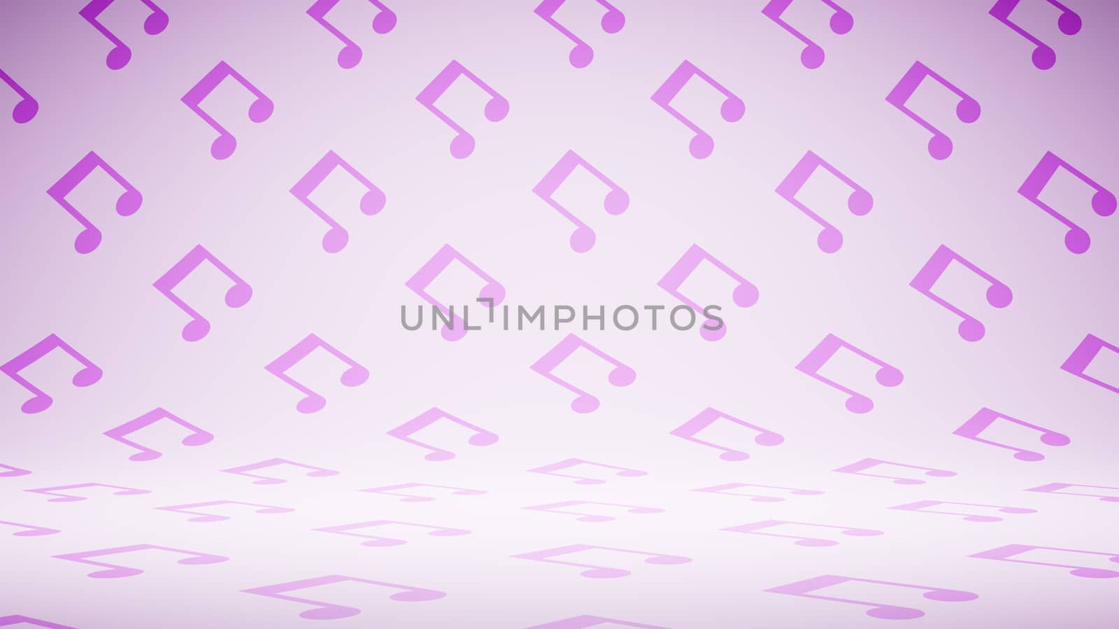 Empty Blank Purple Musical Notes Shape Pattern Studio Background 3D Render Illustration