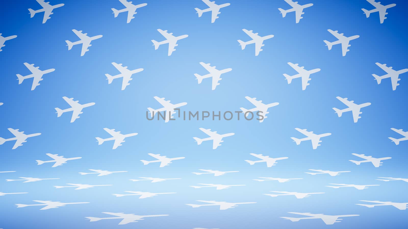 Empty Blank Blue and White Airplane Shape Pattern Studio Background 3D Render Illustration