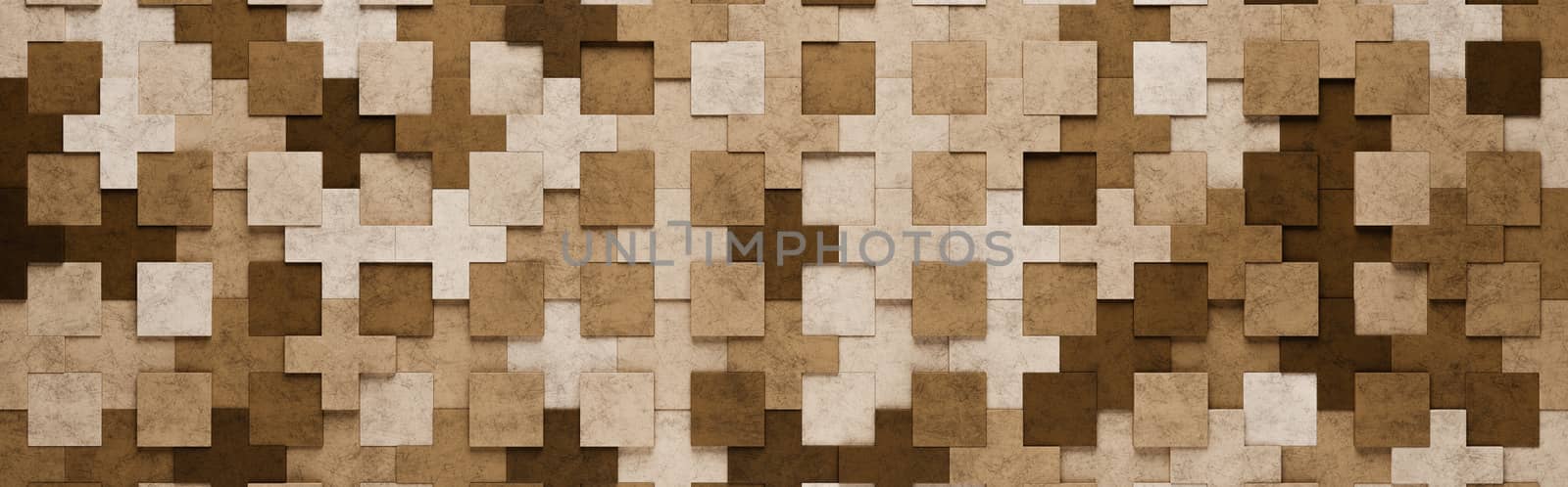 Brown Squares and Crosses 3D Pattern Background by make