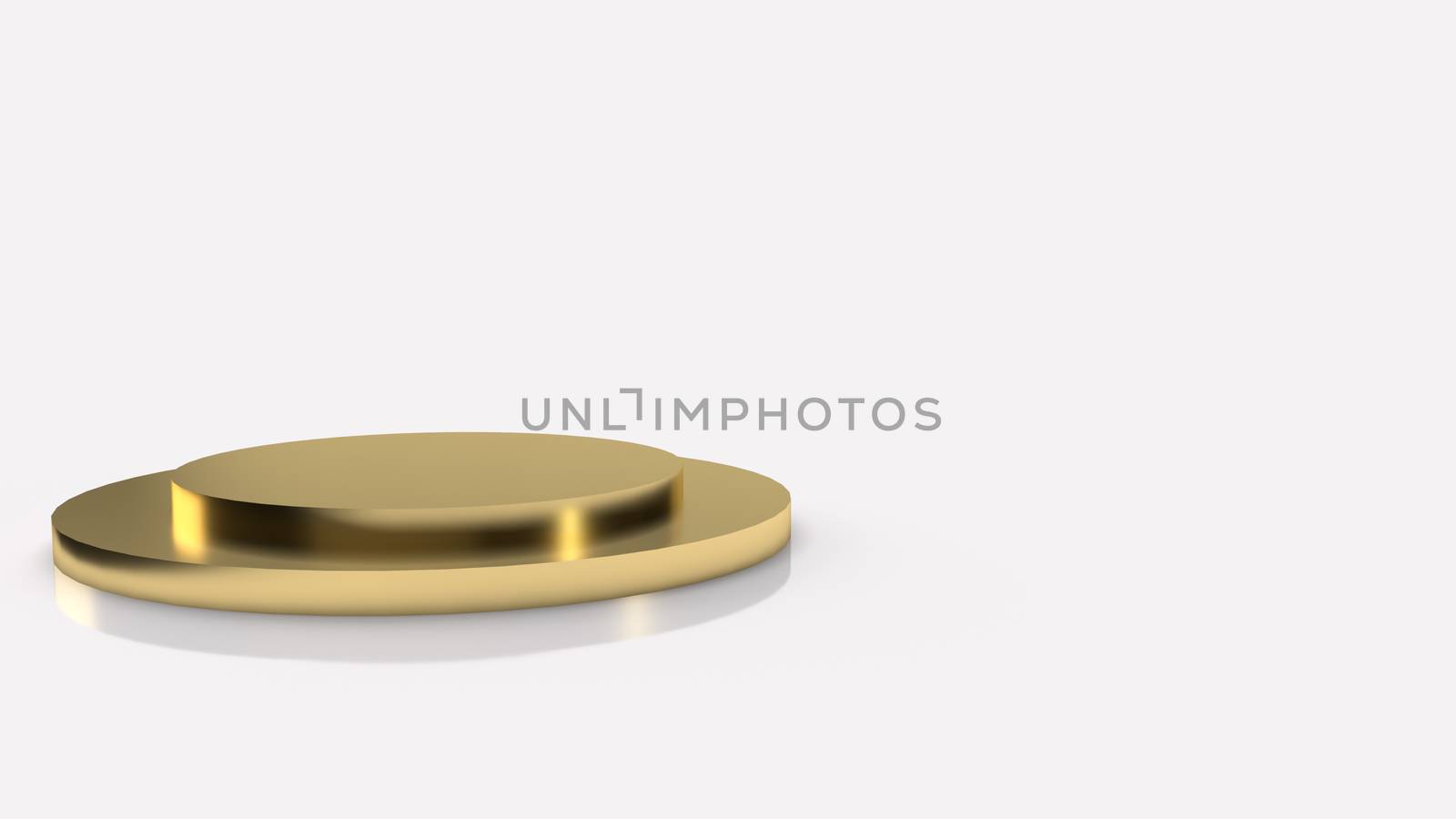 The gold Podium platform on white background 3d rendering.
