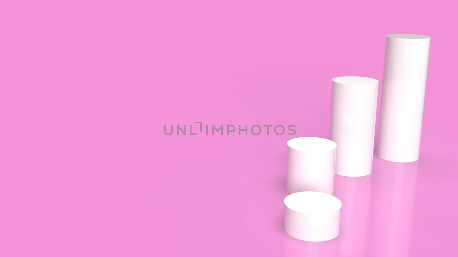 The white Podium platform on pink background 3d rendering.
