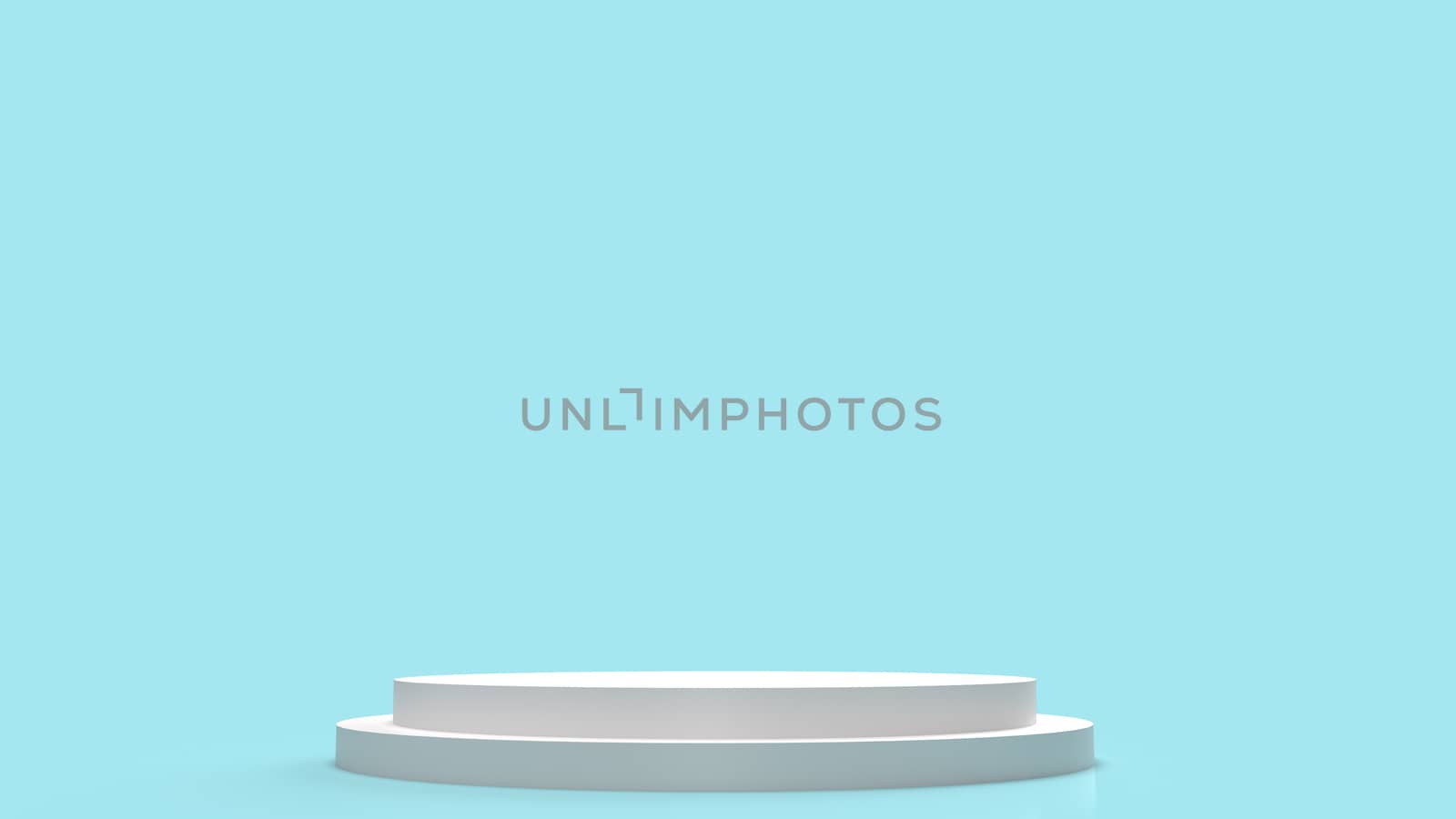 The white Podium platform on blue background 3d rendering.