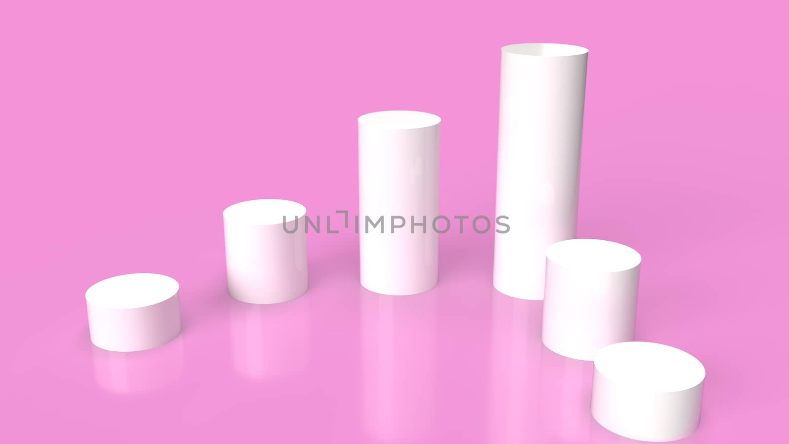 The white Podium platform on pink background 3d rendering.
