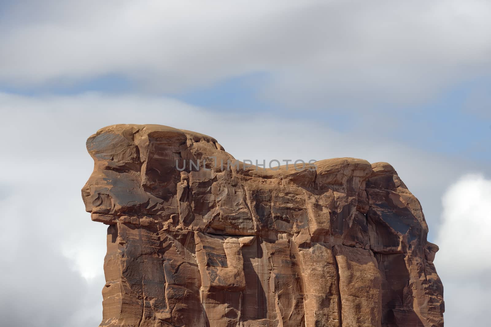 Natural sandstone sculpture, Sheeprock, Arches National Park, Utah.