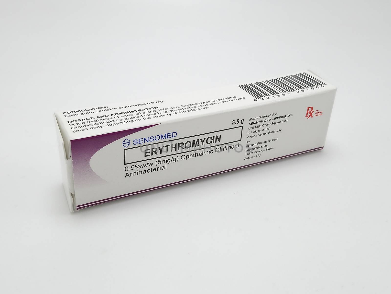 Sensomed erythromycin ointment box in Manila, Philippines by imwaltersy