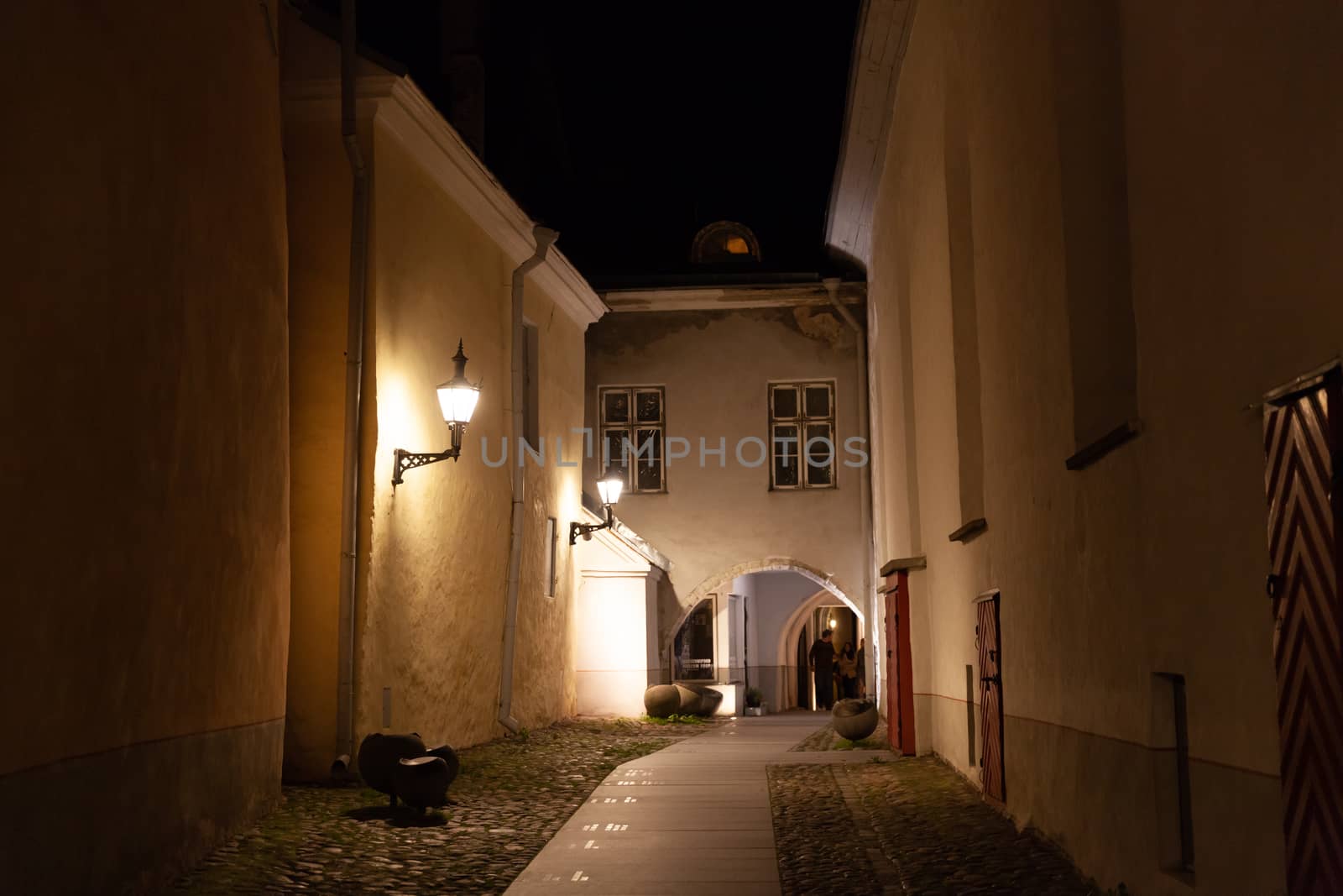 Tallinn, Estonia - October 2018: Tallinn old town, Kohtu street at night