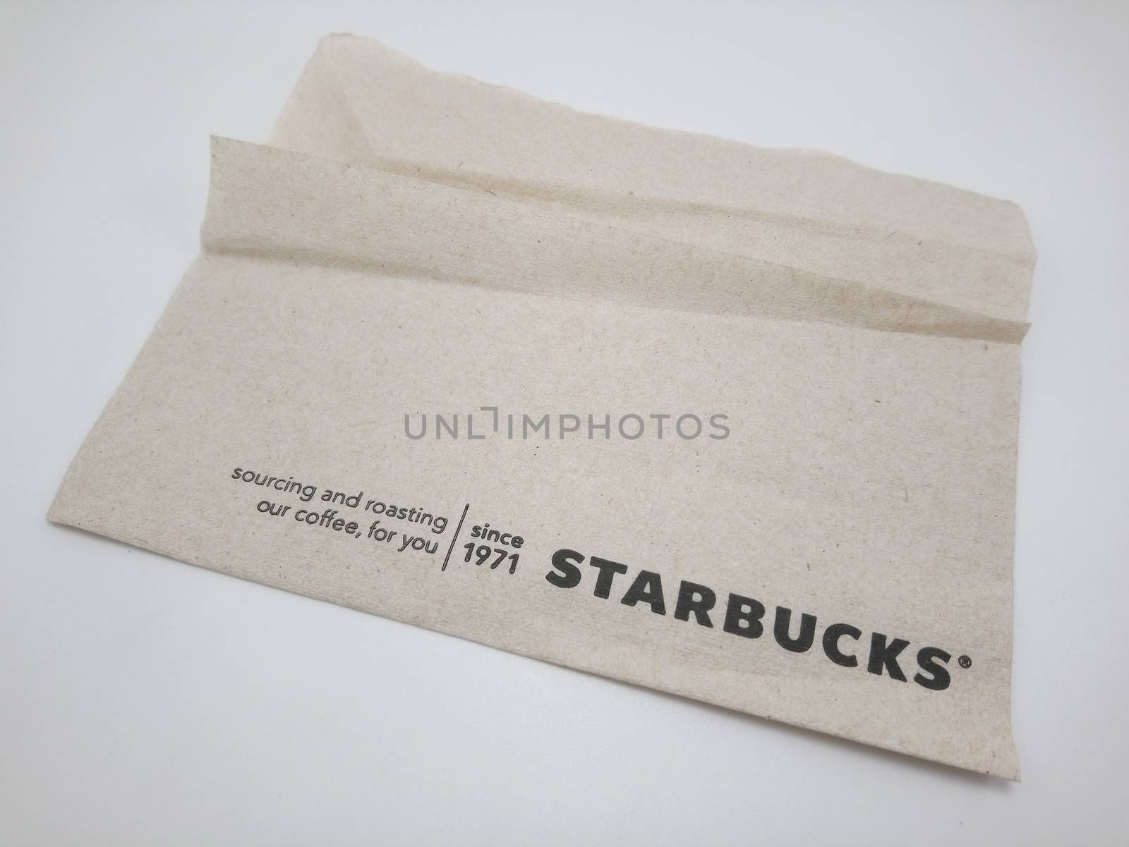 MANILA, PH - SEPT 25 - Starbucks brown tissue paper on September 25, 2020 in Manila, Philippines.