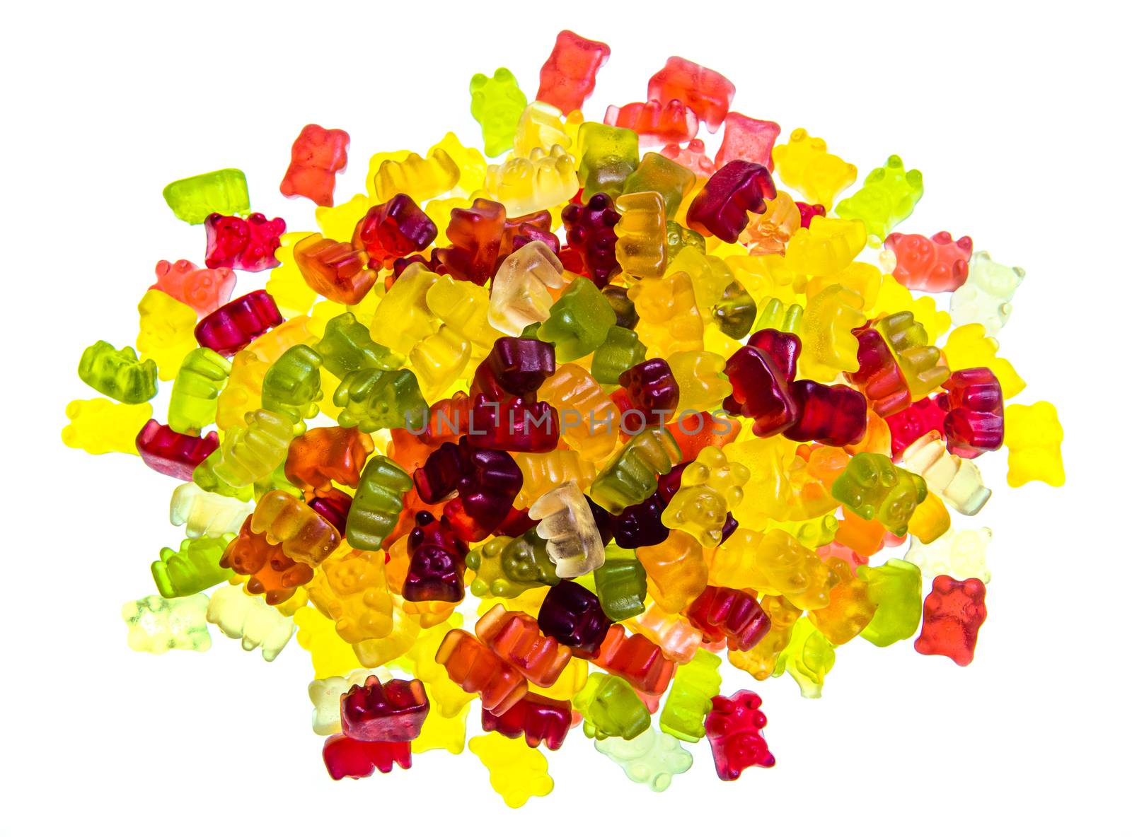 Gummy bears candies isolated on white background by fyletto