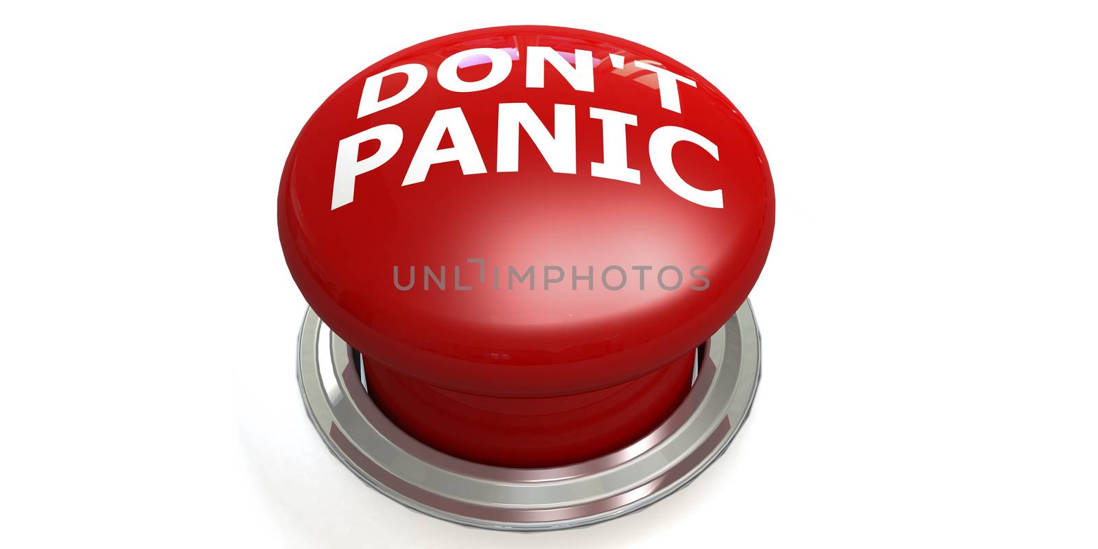 Do not panic button isolated, 3D rendering