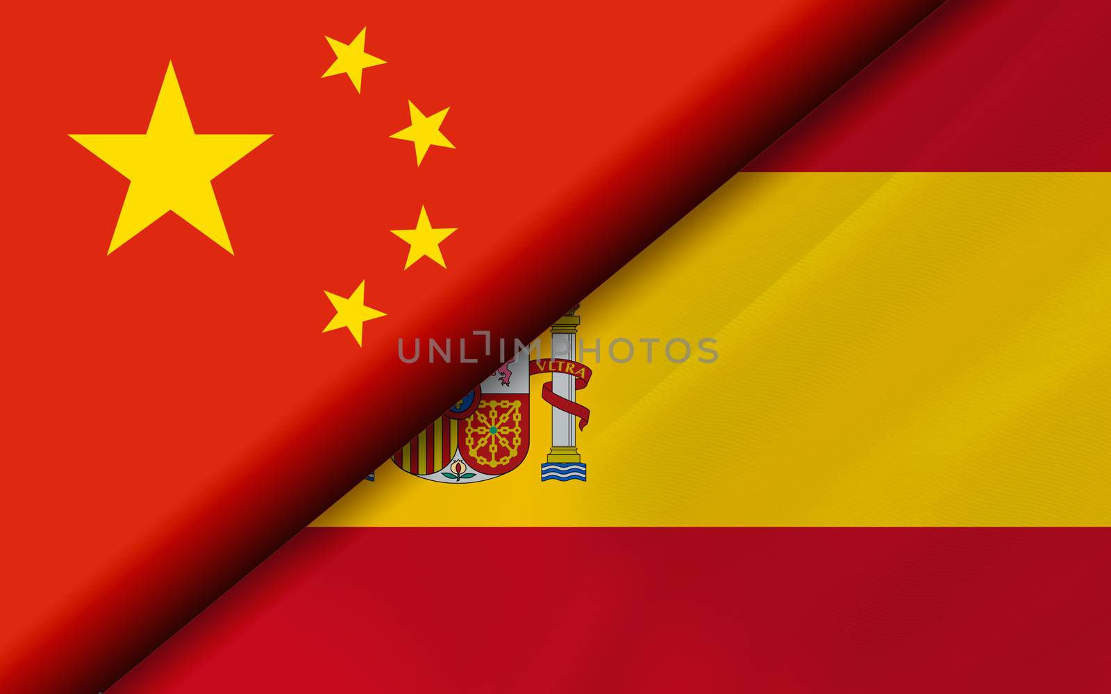 Flags of the China and Spain divided diagonally by tang90246